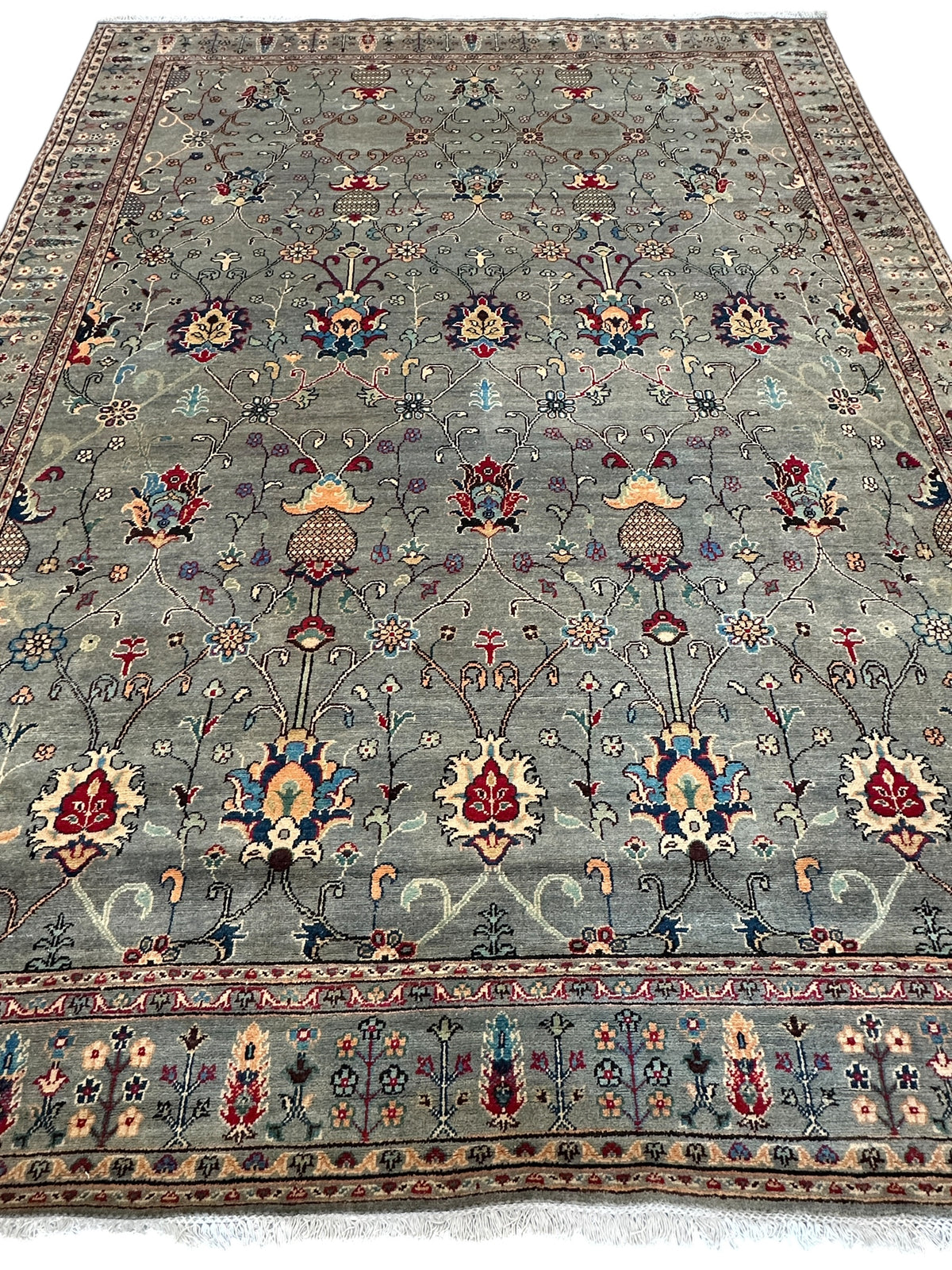 Afghan Kazak Sultani Rug 9' x 11'11", Hand-Knotted Wool, Gray, view 2