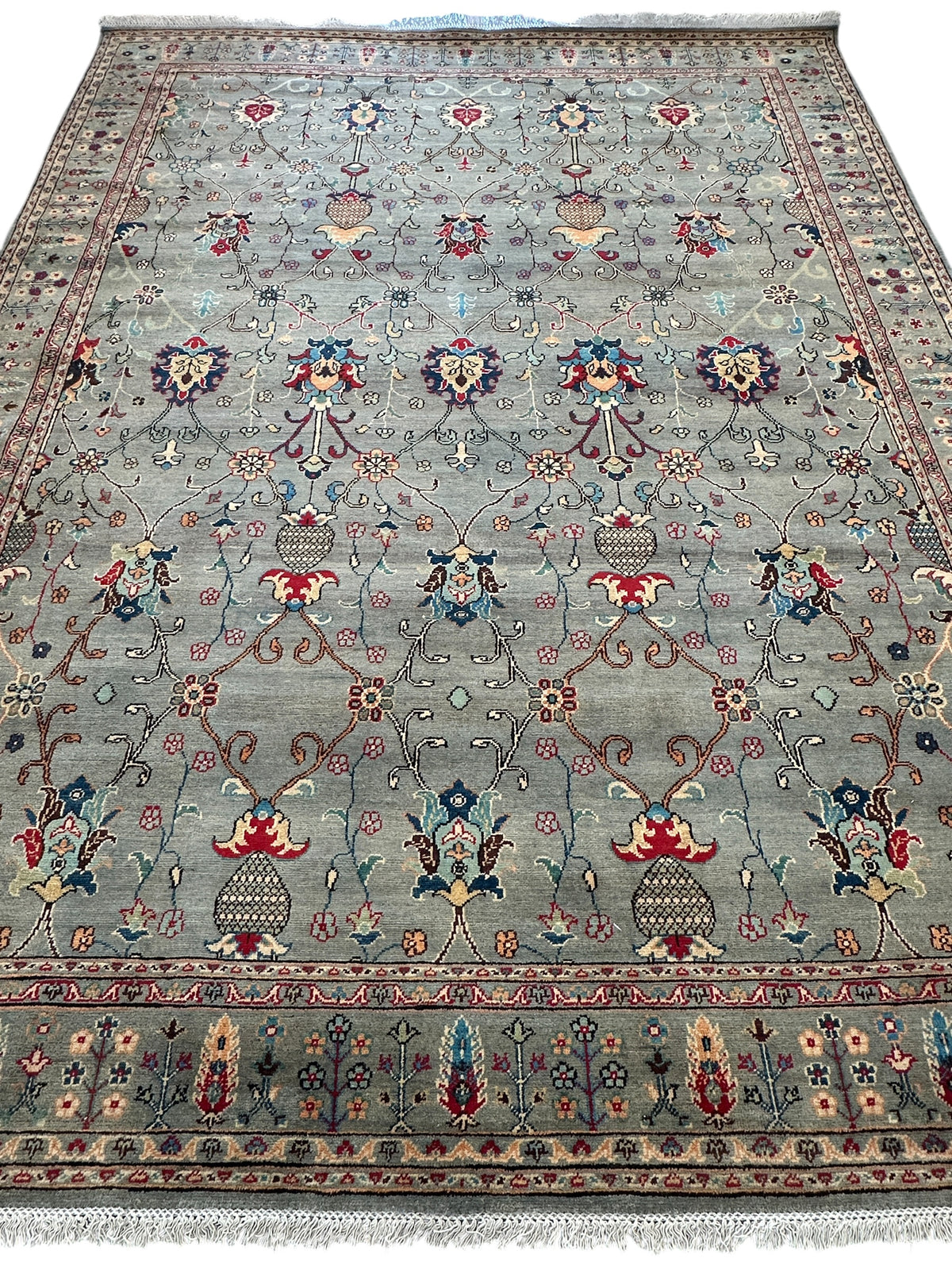Afghan Kazak Sultani Rug 9' x 11'11", Hand-Knotted Wool, Gray, view 3