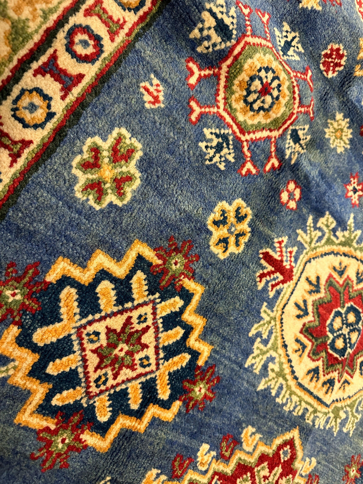 Afghan Super Kazak Rug 4'11" x 6'9", Hand-Knotted Wool, Red, view 2