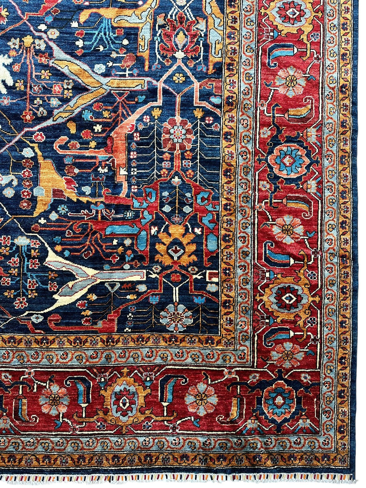 Afghan Bidjar Rug 9' x 12', Hand-Knotted Wool, Blue, Gold & Ivory, view 10