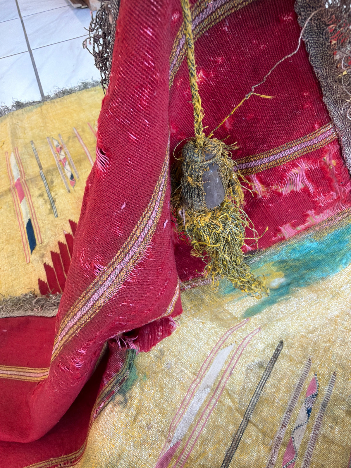 Antique 1850 Ottoman Silk Ceremonial Textile – Handwoven Anatolian Flatweave Panel, view 7