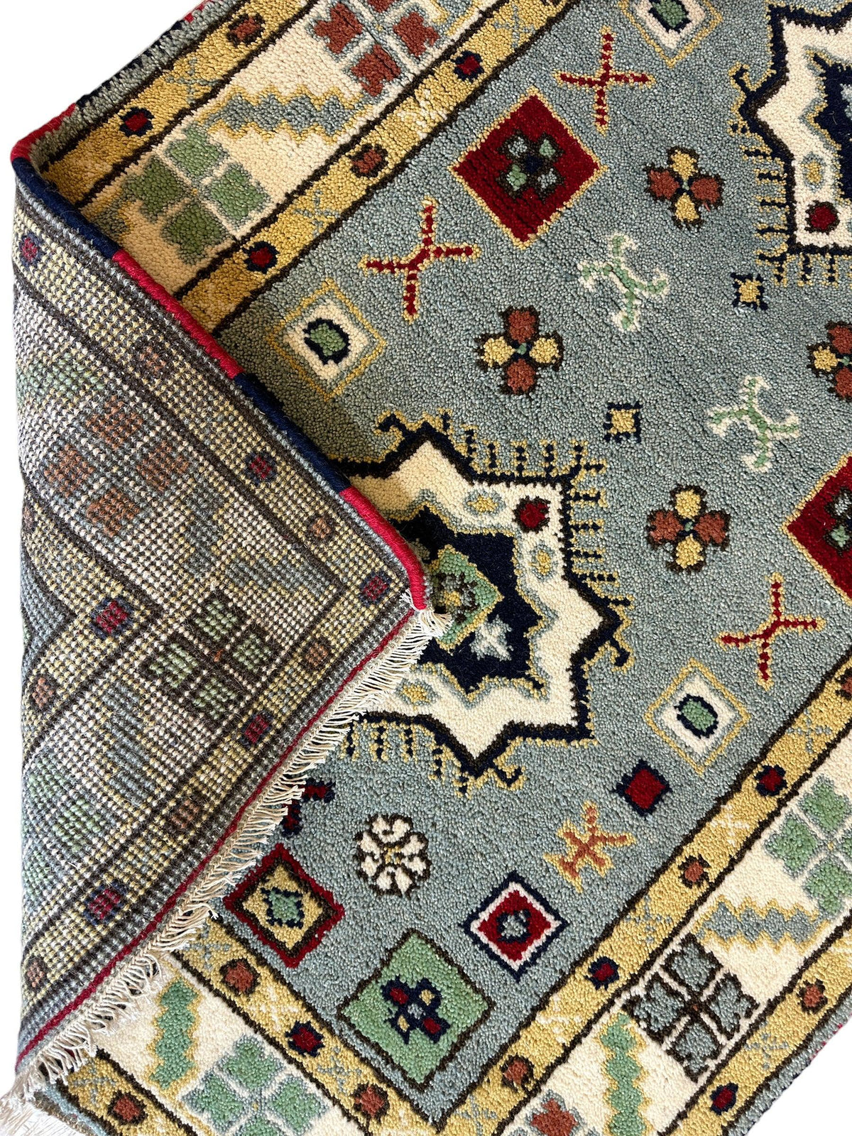 Indian Oushak Rug 3'2" x 5'2", Hand-Knotted Wool, Ivory & Beige, view 5