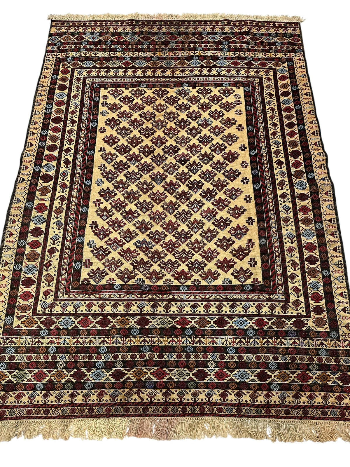 Afghani Kilim 5x8 size range tribal laid flat