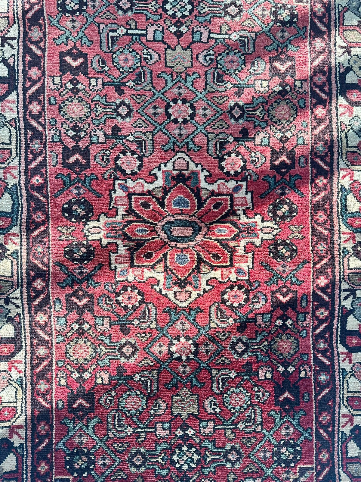 Antique Persian Hamadan Rug 3'7" x 6'8", Hand-Knotted Wool, Pink, view 5