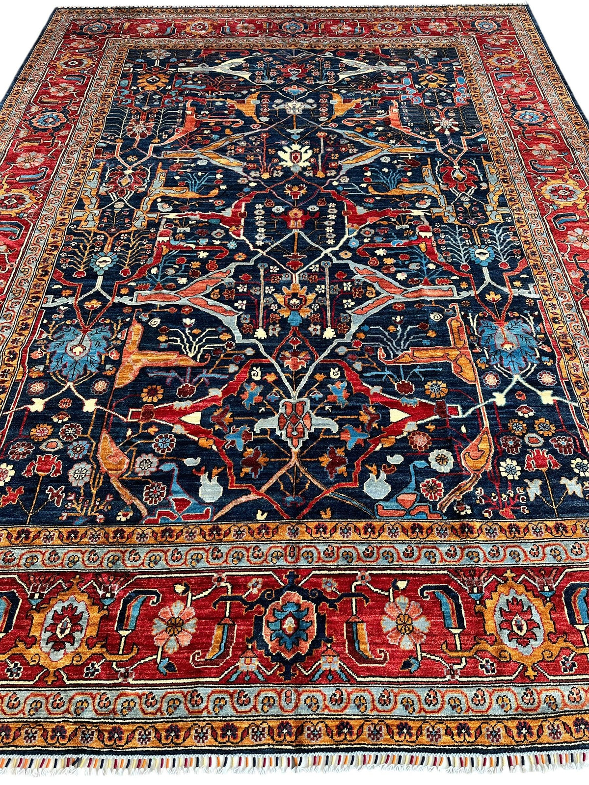 Afghan Bidjar Rug 9' x 12', Hand-Knotted Wool, Blue, Gold & Ivory, view 2