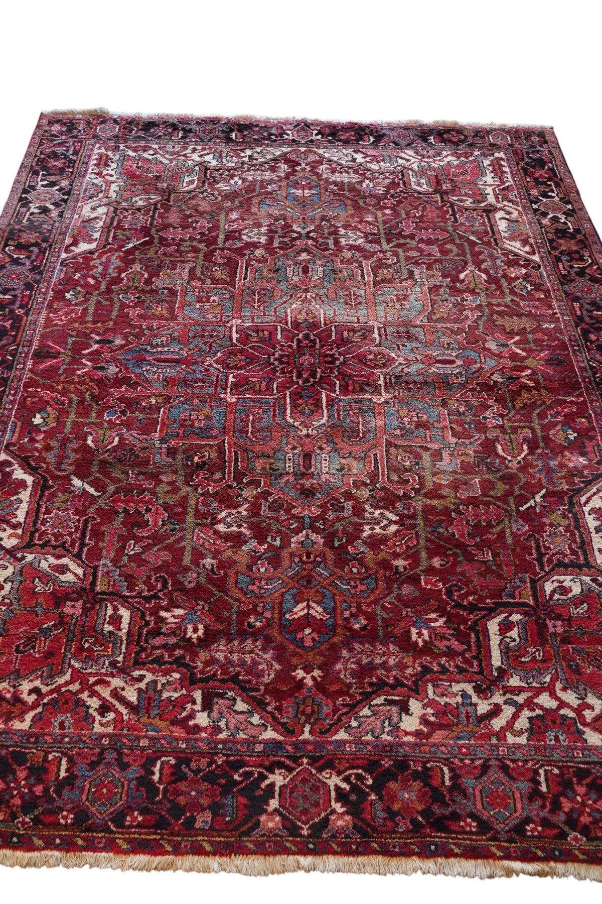 Vintage Persian Heriz Rug 7'10" x 9'8", Hand-Knotted Wool, 1940s, view 3