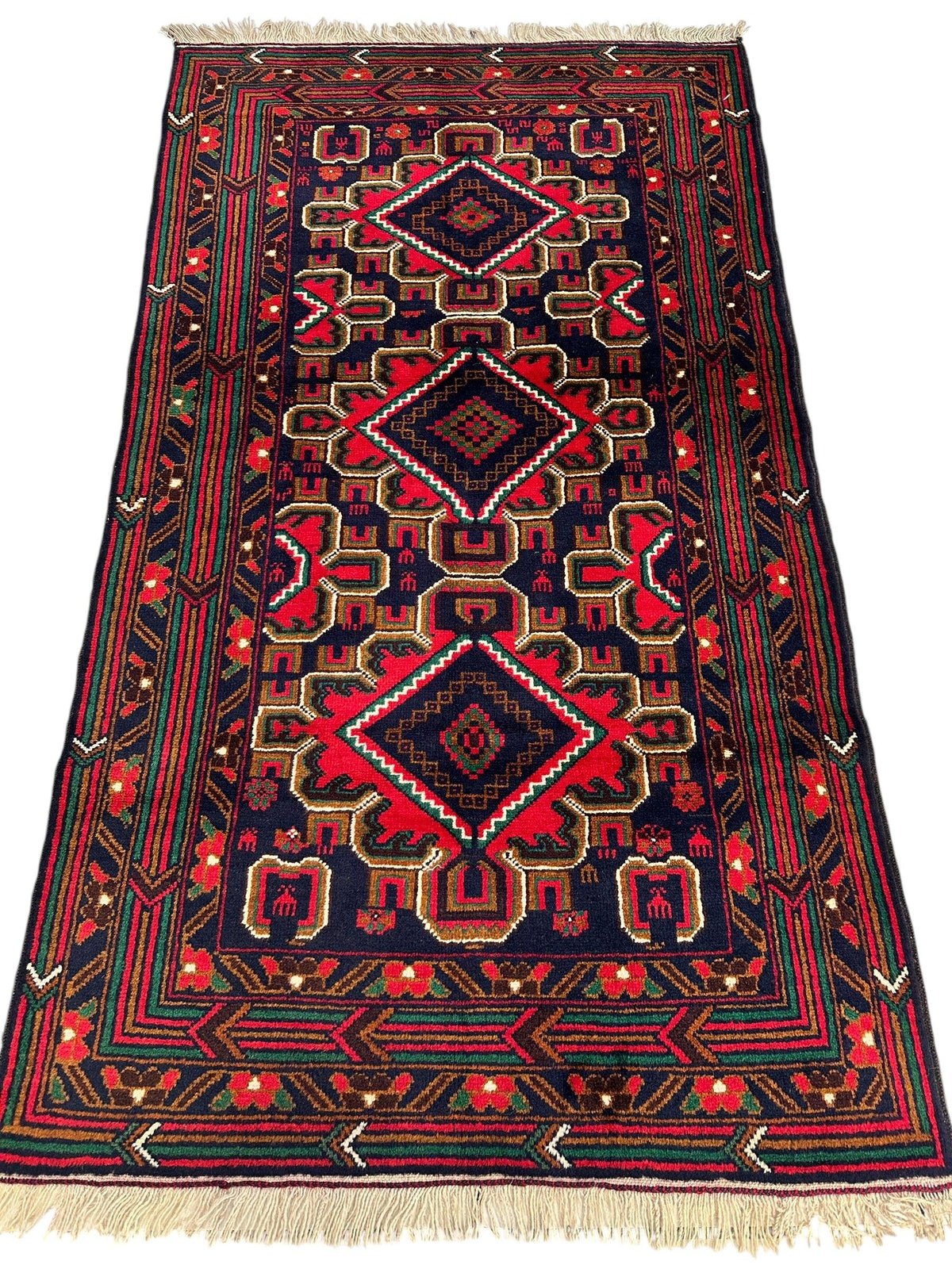 Afghan Baluch Rug 2'10" x 5', Hand-Knotted Wool, view 2