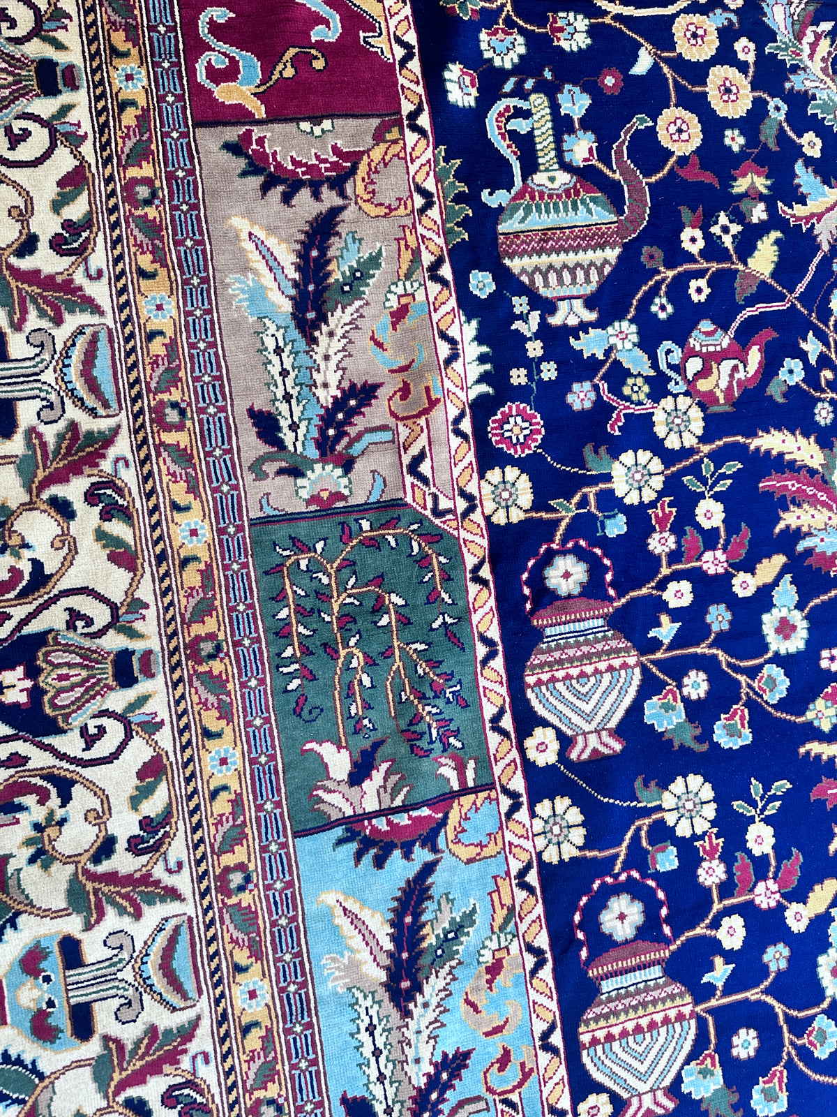 Afghan Rug 10x13, Navy, Light Blue & Ivory, Hand-Knotted Wool, view 9