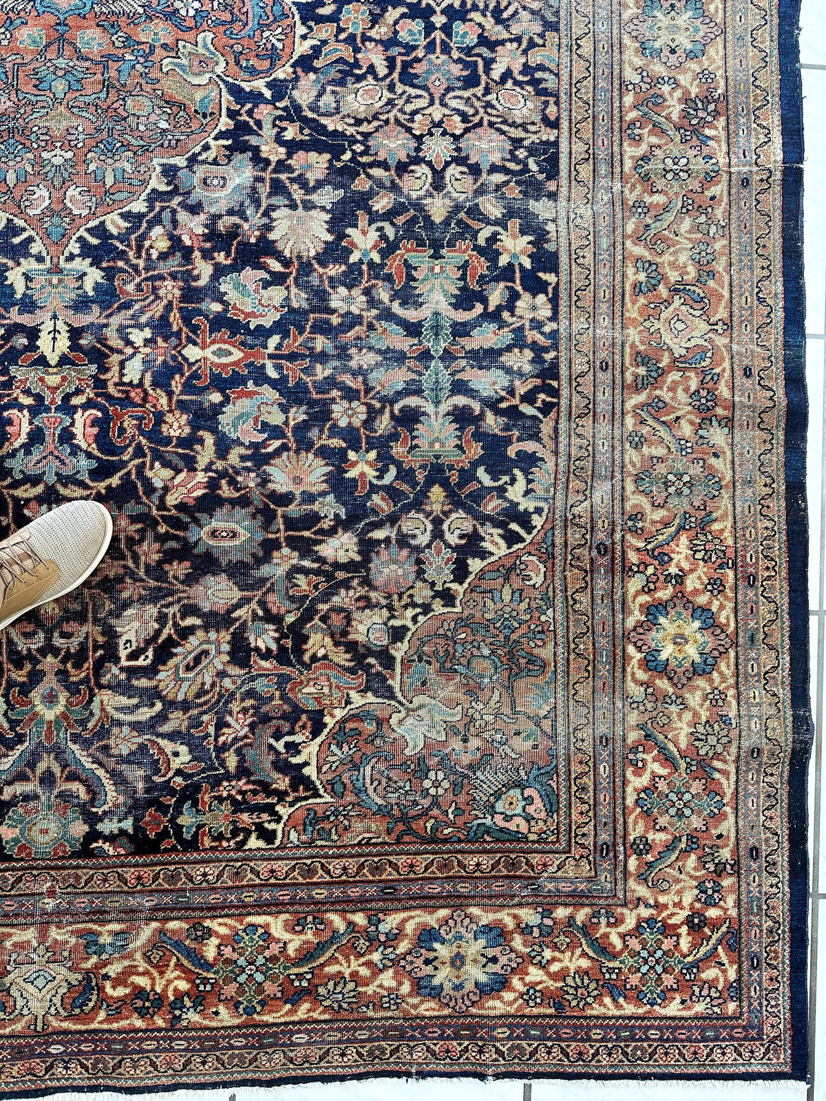 Antique Persian Mahal Rug 8'3" x 12', Hand-Knotted Wool, c. 1900, view 11
