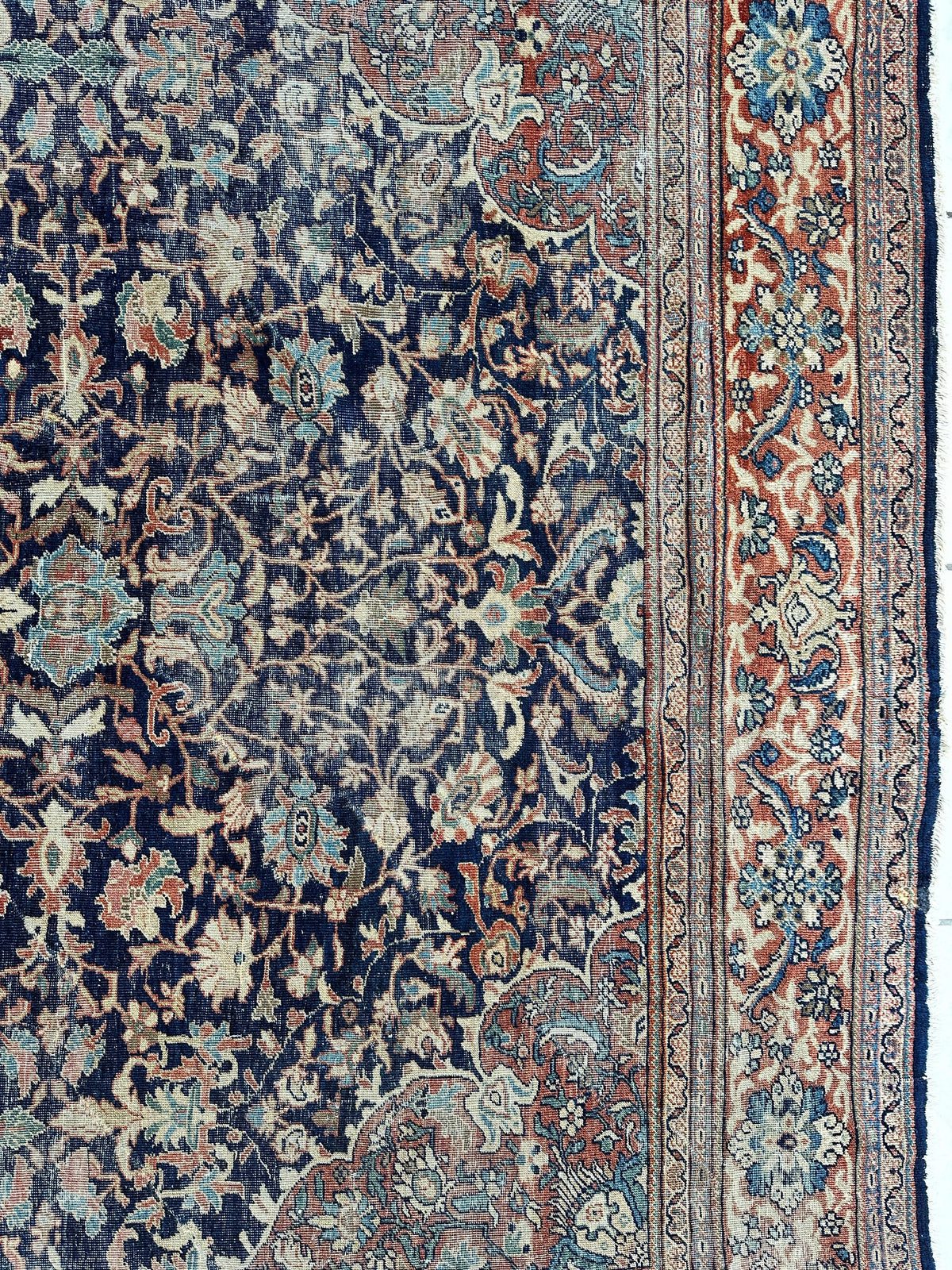 Antique Persian Mahal Rug 8'3" x 12', Hand-Knotted Wool, c. 1900, view 6