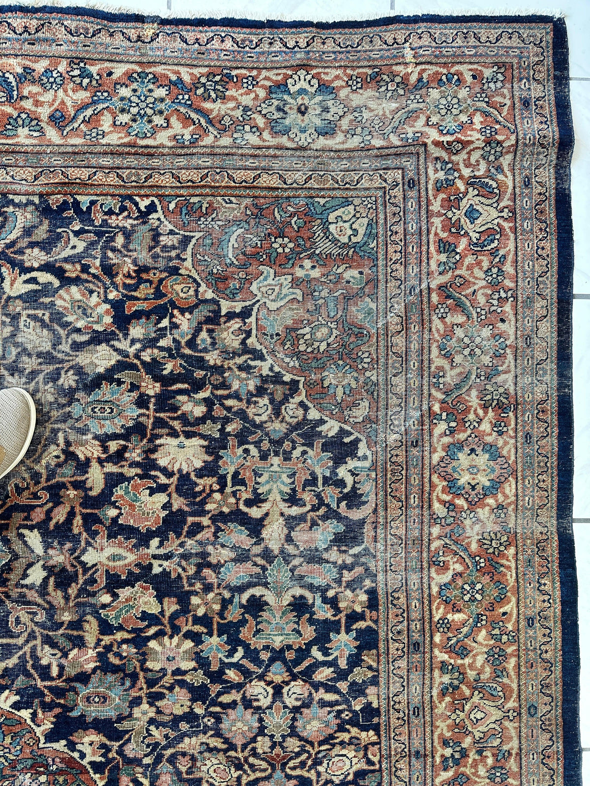 Antique Persian Mahal Rug 8'3" x 12', Hand-Knotted Wool, c. 1900, view 7