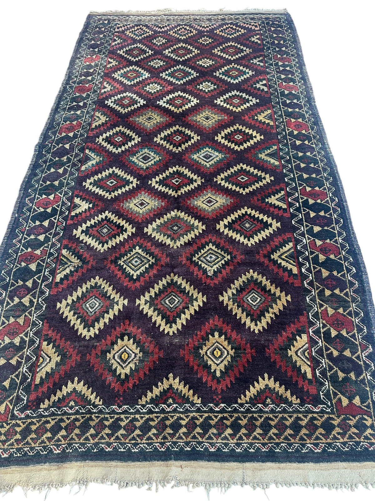 Antique Afghan Baluch Rug 4'5" x 8'6", Hand-Knotted Wool, c. 1900, view 3