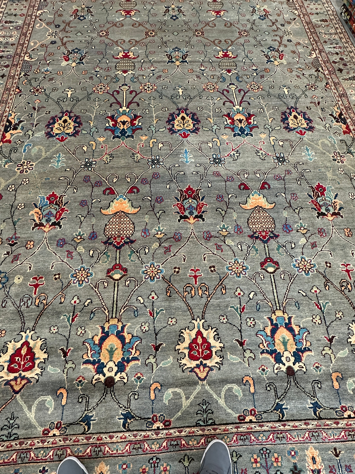 Afghan Kazak Sultani Rug 9' x 11'11", Hand-Knotted Wool, Gray, view 6