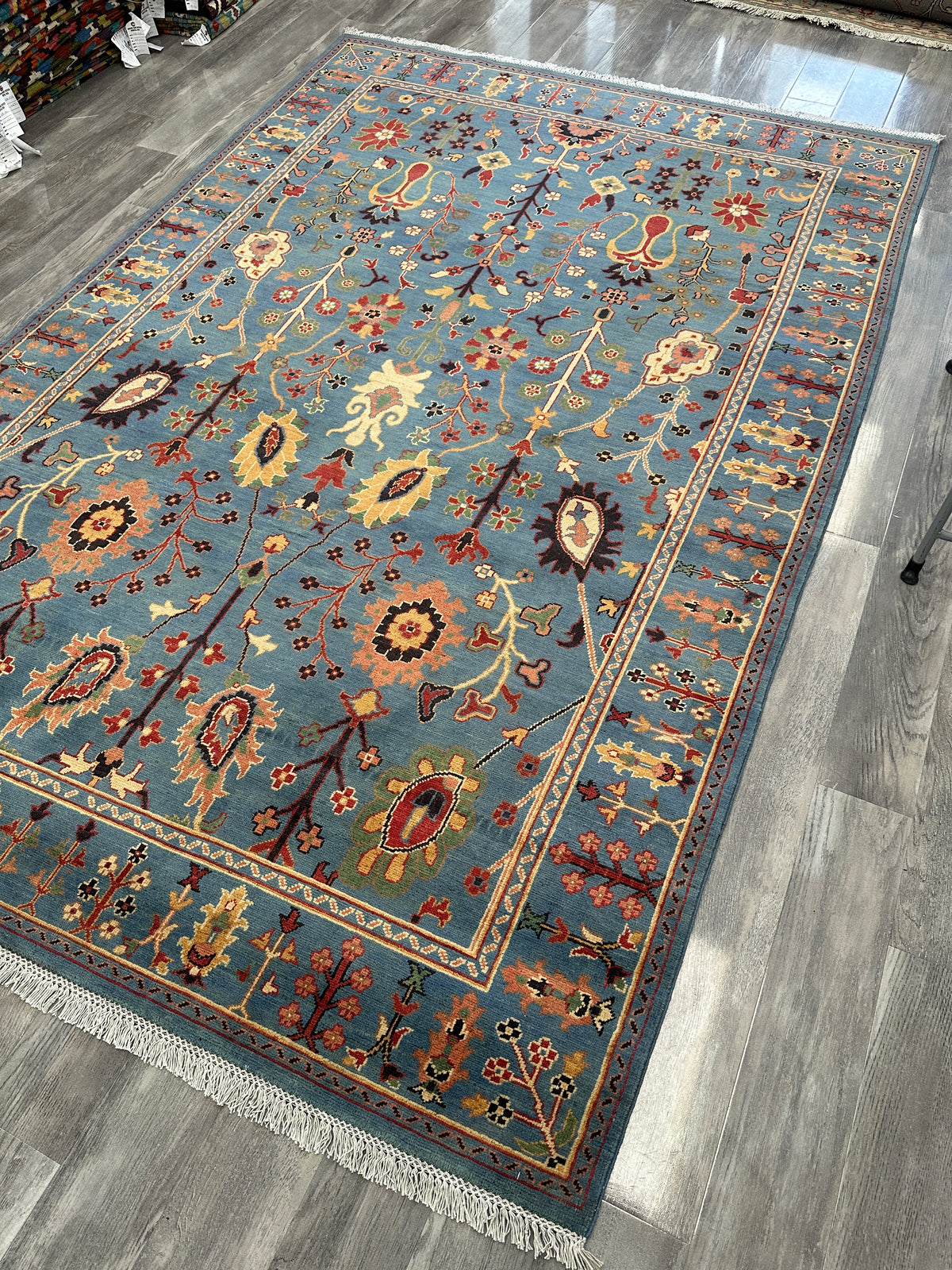 Afghan Kazak Rug 6'7" x 9'11", Hand-Knotted Wool, Tree of Life, view 4