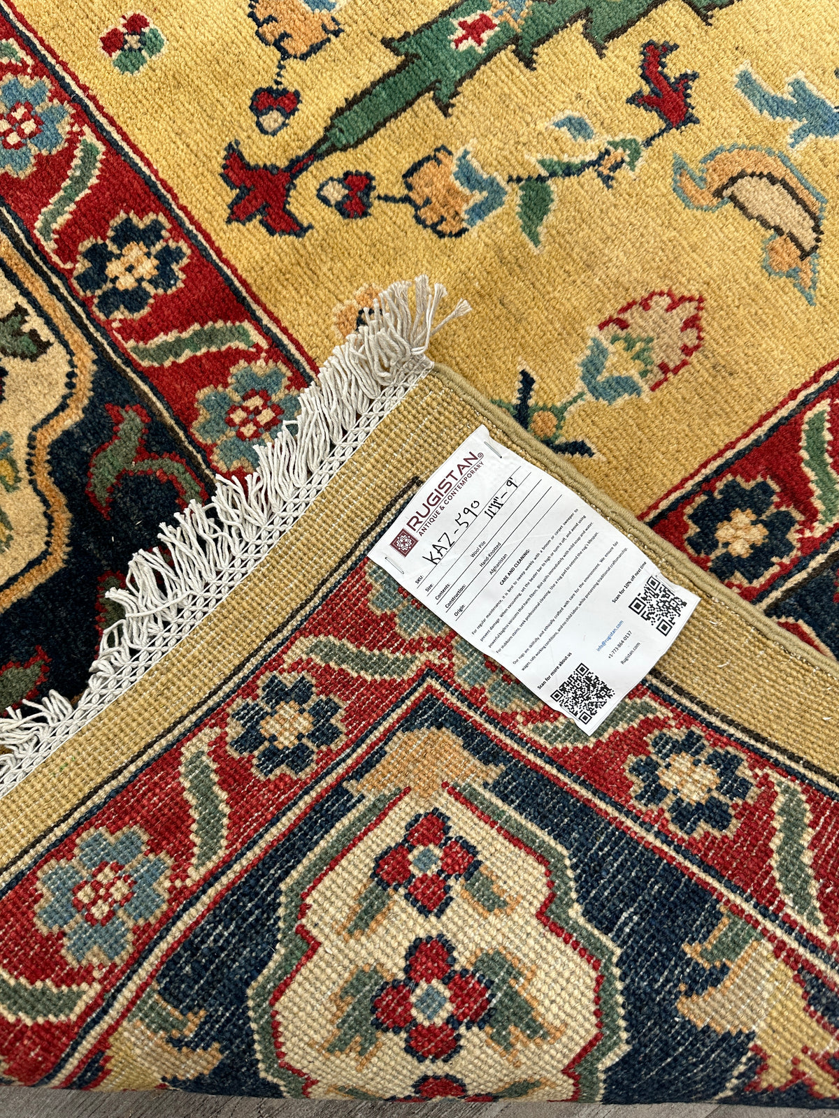 Afghan Kazak Rug 9' x 12', Hand-Knotted Wool, Tree of Life, view 8