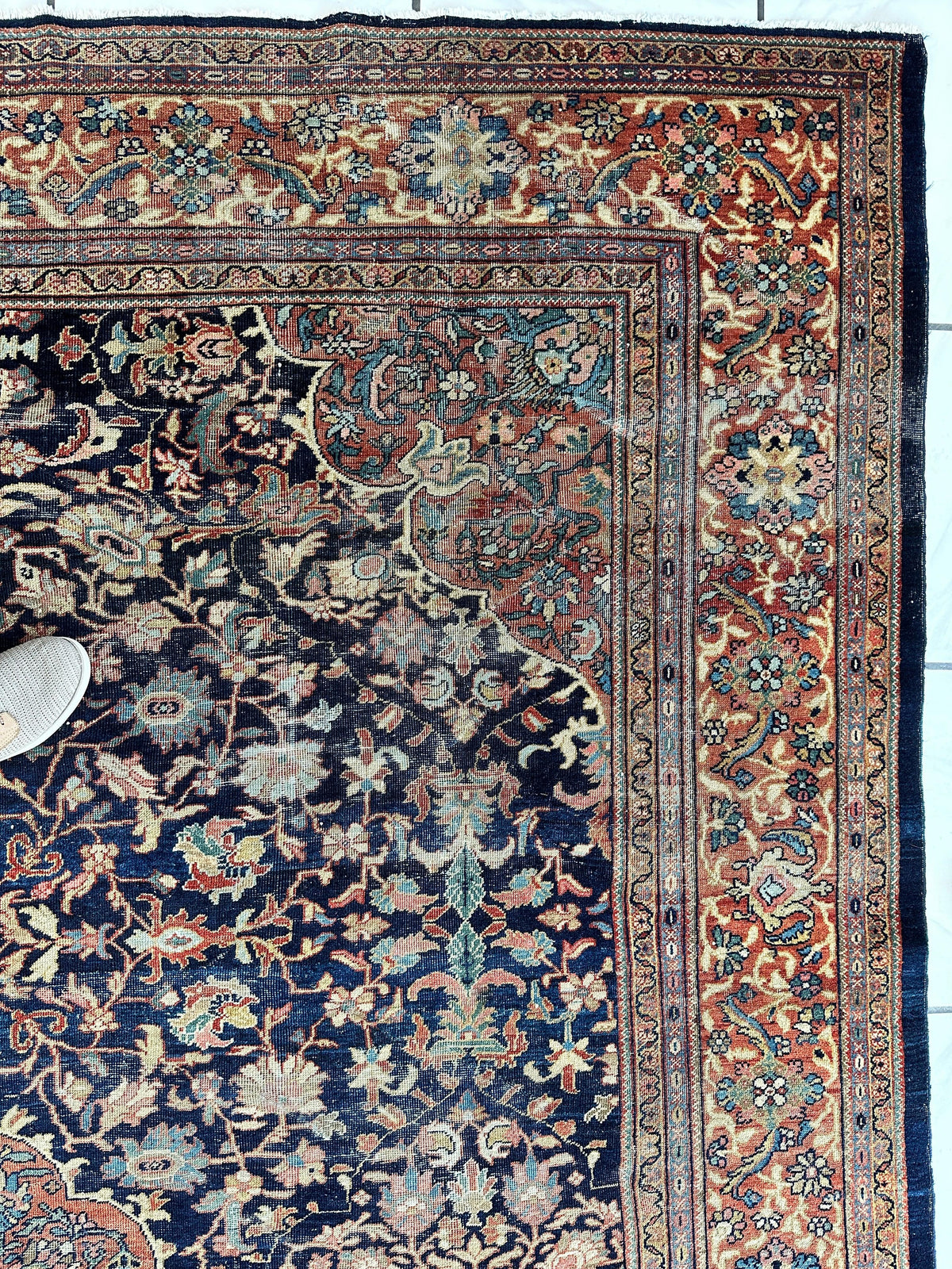 Antique Persian Mahal Rug 8'3" x 12', Hand-Knotted Wool, c. 1900, view 9