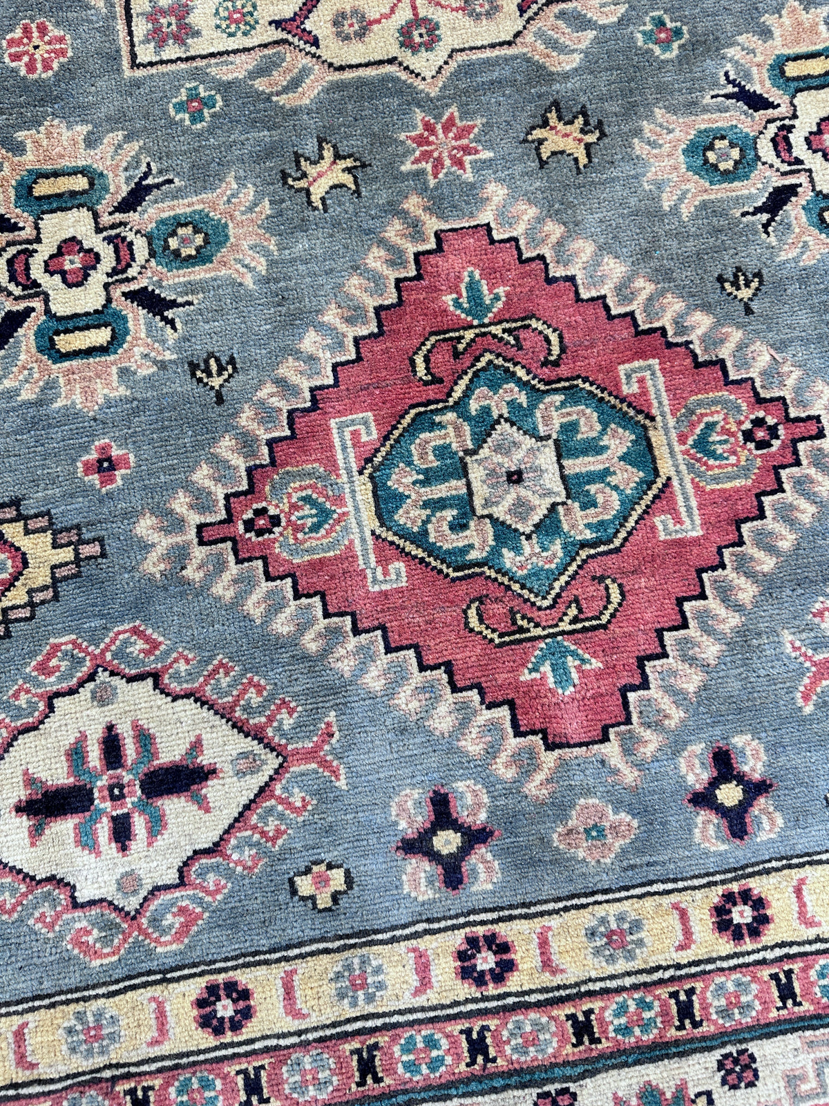 Hand-Knotted Afghani Kazak Wool Rug – 5’7″ x 7’9″, view 4