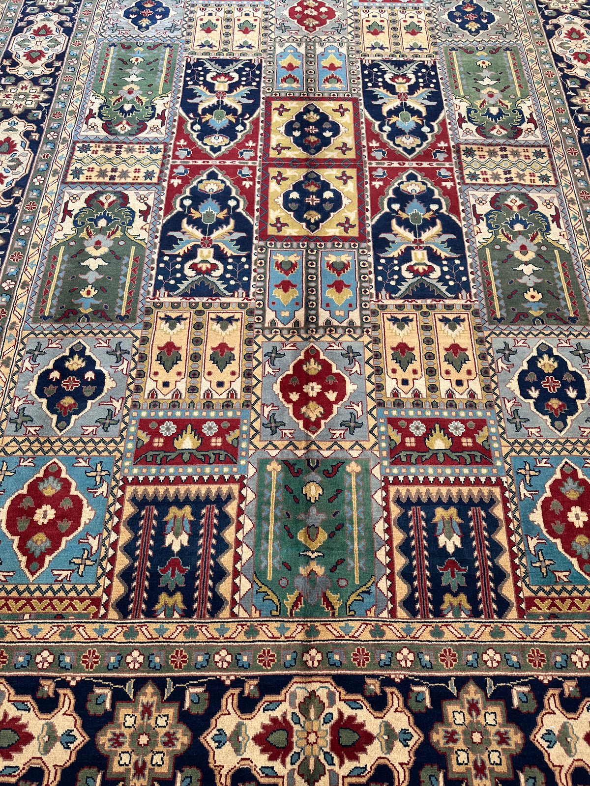 Afghan Bakhtiari Rug 7x10, Navy, Beige & Light Blue, Hand-Knotted Wool, view 5