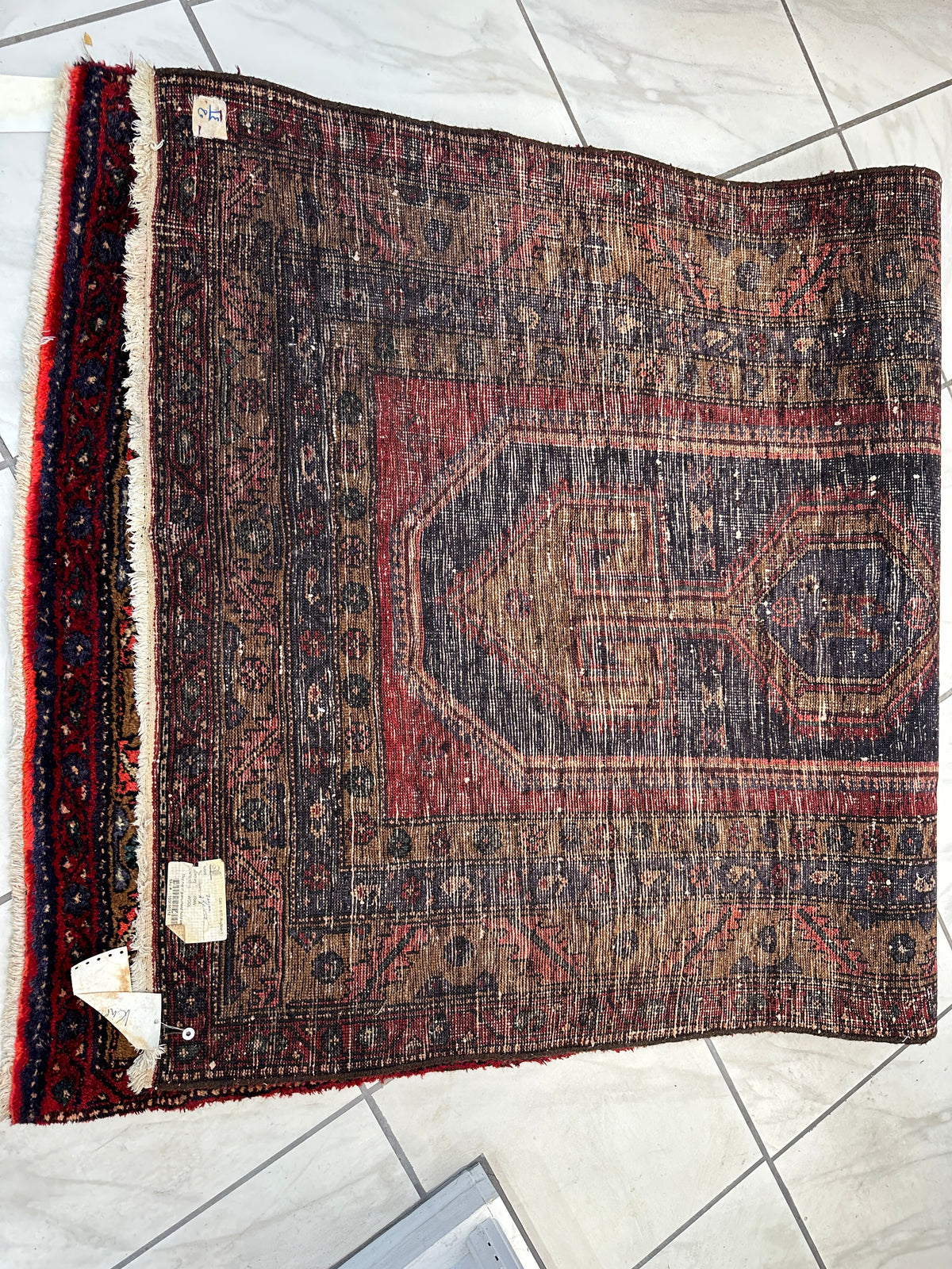 Persian Rug 5x10 size range tribal Red Navy laid flat