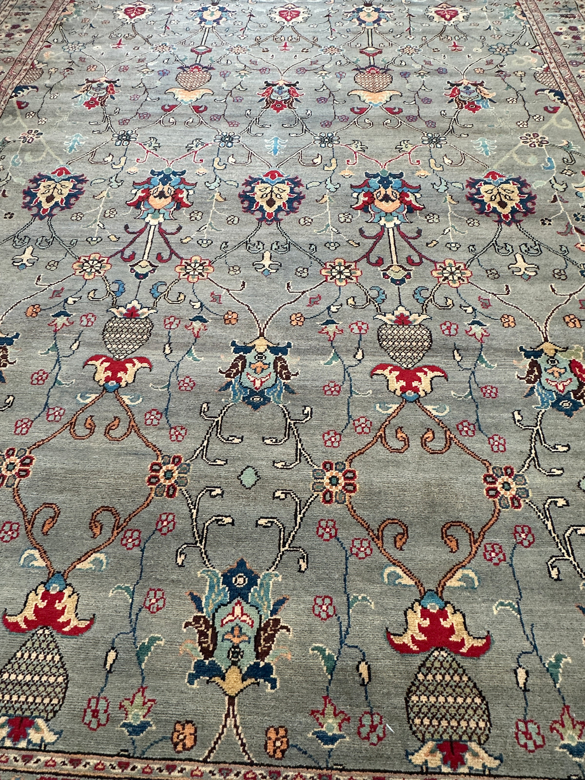Afghan Kazak Sultani Rug 9' x 11'11", Hand-Knotted Wool, Gray, view 5
