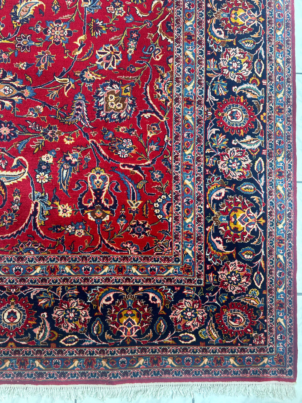 Incredible Persian Kashan All Over Wool Rug 10’2” x 14’, view 11
