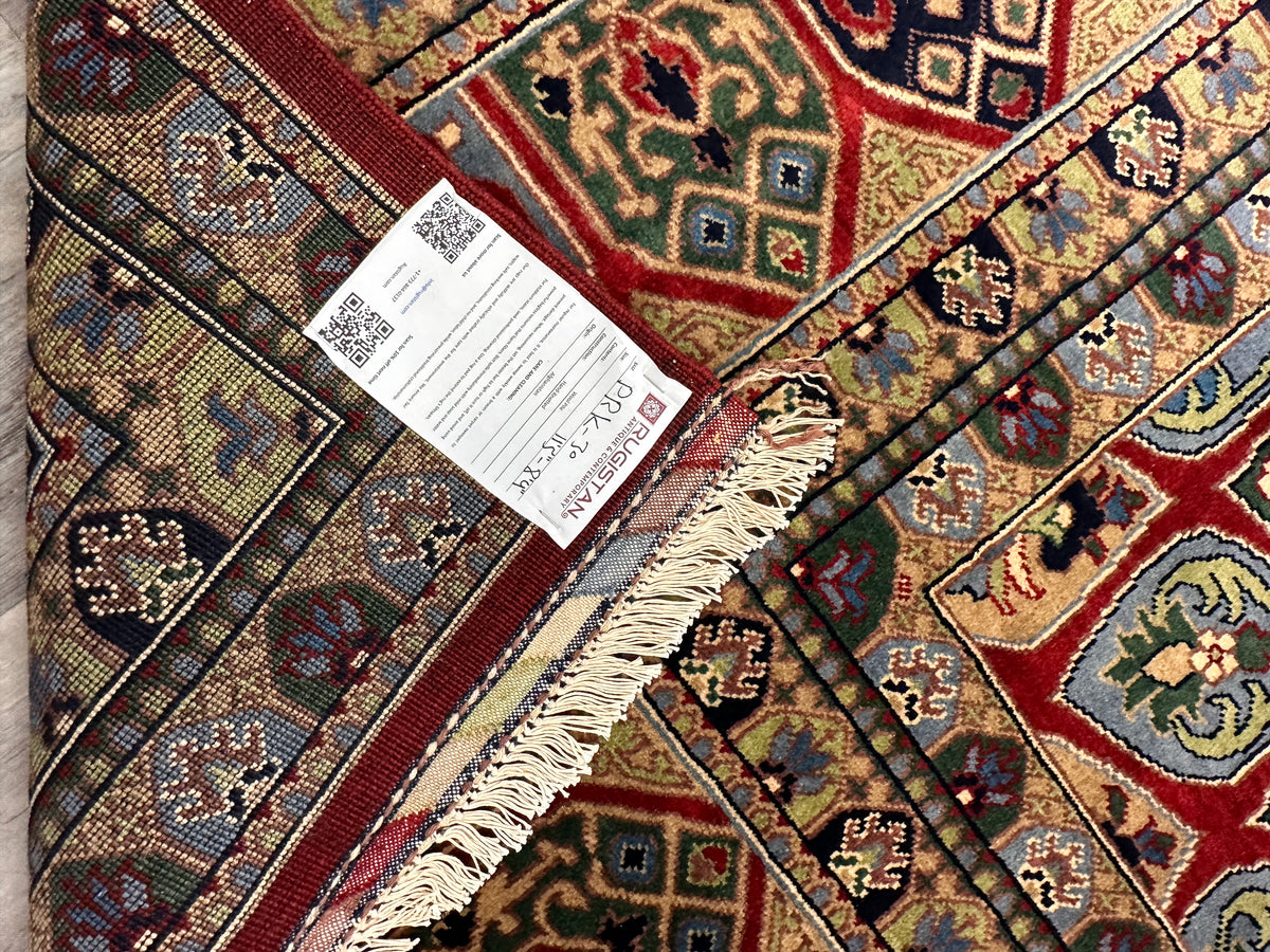 Afghan Rug 8x11, Red, Beige & Light Blue, Hand-Knotted Wool, view 12