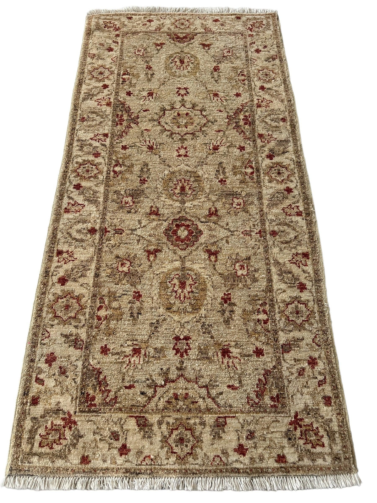 Pakistani Agra Rug 2'6" x 5'4", Hand-Knotted Wool, Brown & Cream, view 3