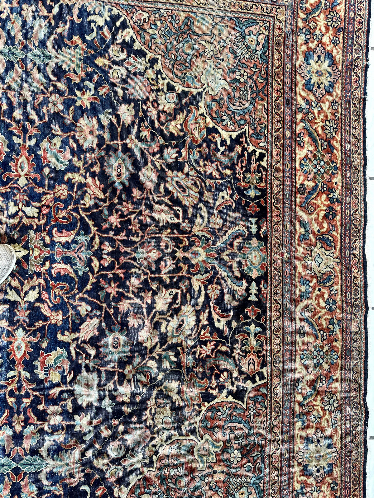 Antique Persian Mahal Rug 8'3" x 12', Hand-Knotted Wool, c. 1900, view 10