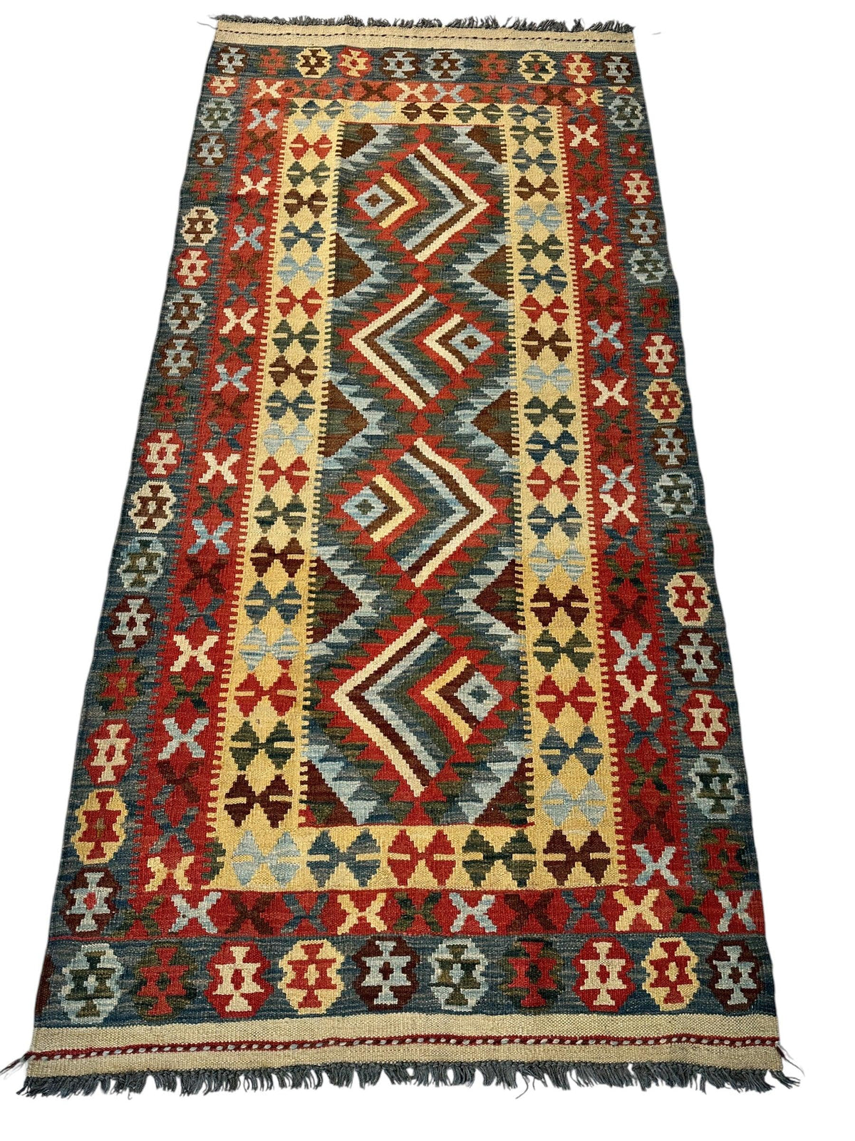 Afghan Maimana Kilim Rug 3'3" x 6'7", Hand-Woven, view 2