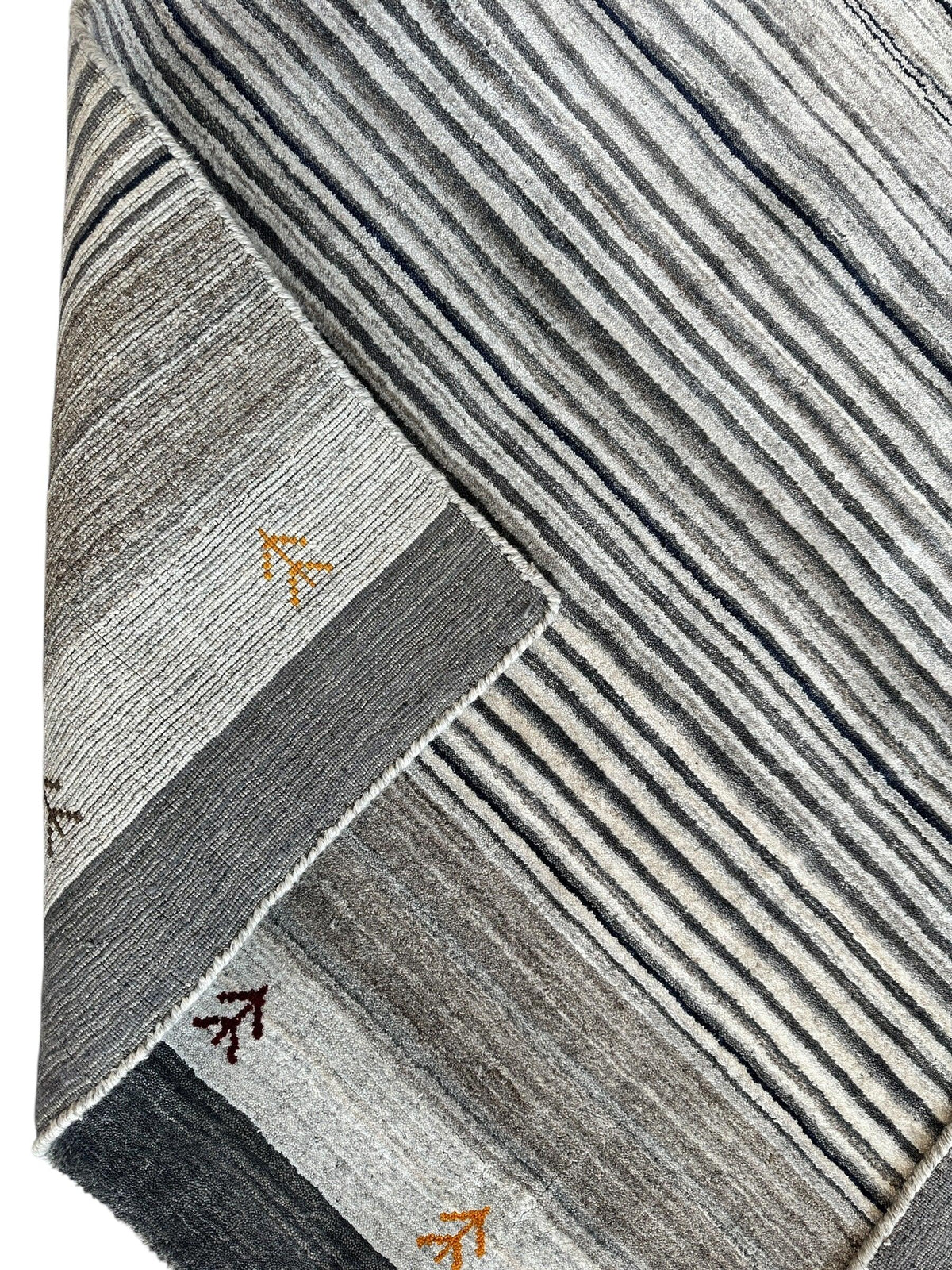 Indian Gabbeh Rug 4'9" x 6'6", Hand-Loomed Wool & Bamboo Silk, Blue, view 7