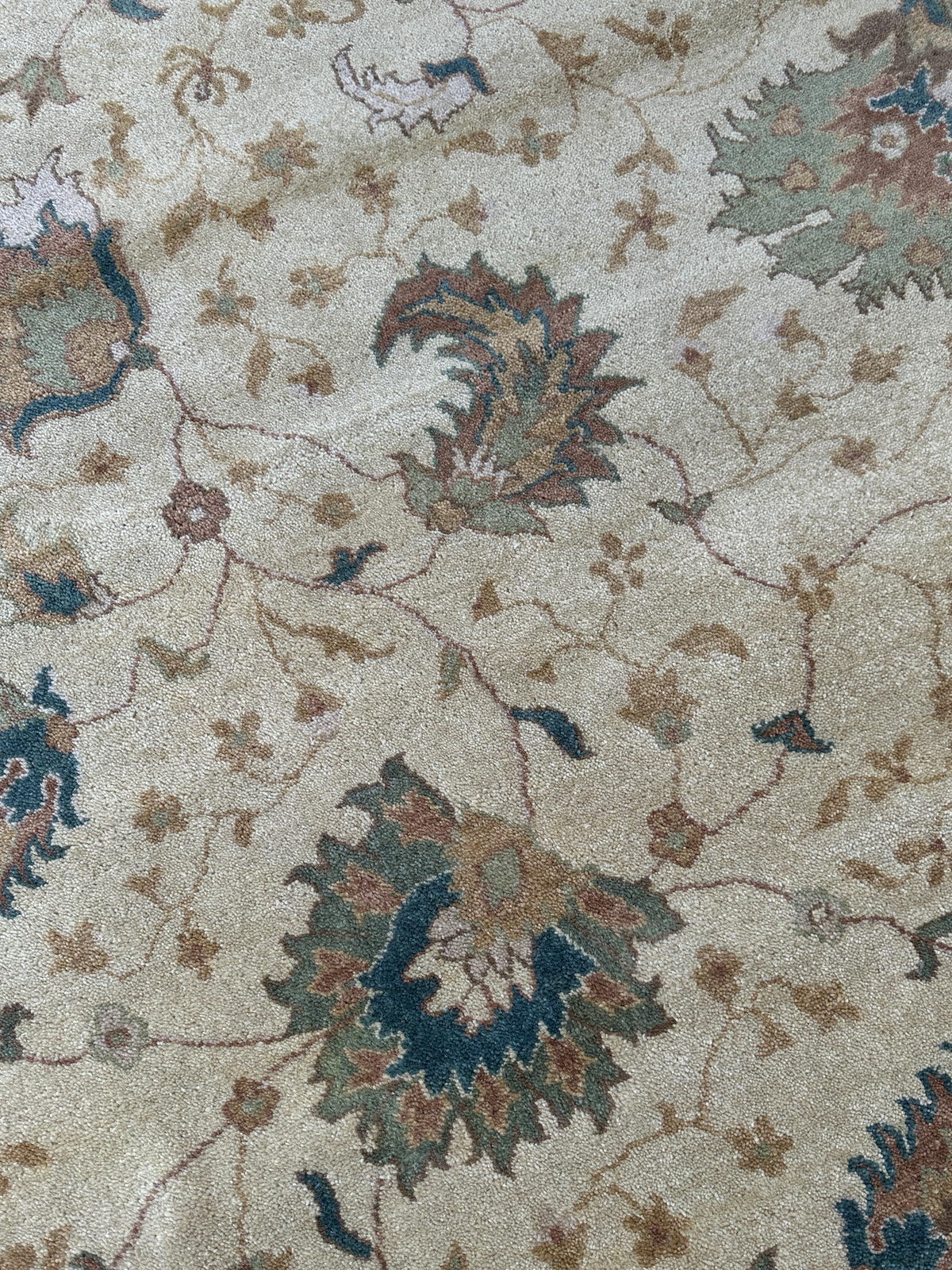 Indian Oushak Rug 7'9" x 9'9", Hand-Knotted Wool, Ivory & Beige, view 6