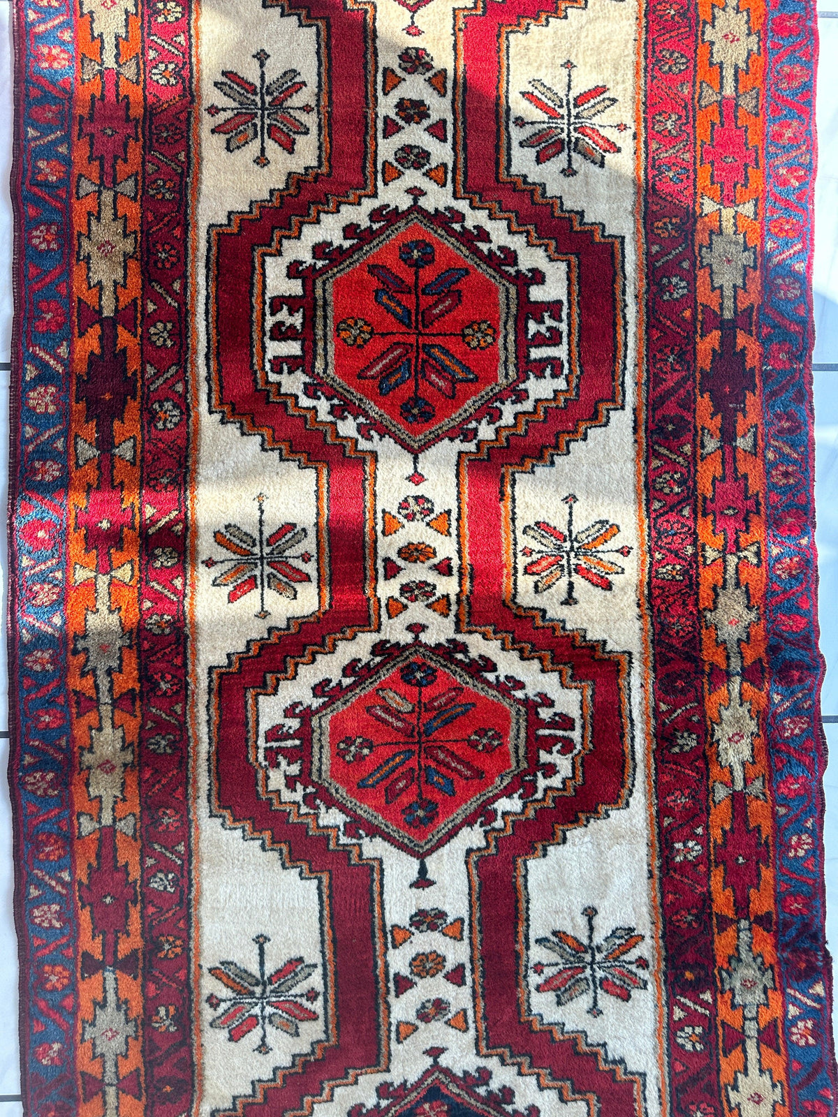 Vintage Persian Meshkin Runner 3'6" x 9'10", Hand-Knotted Wool, 1950s, view 5