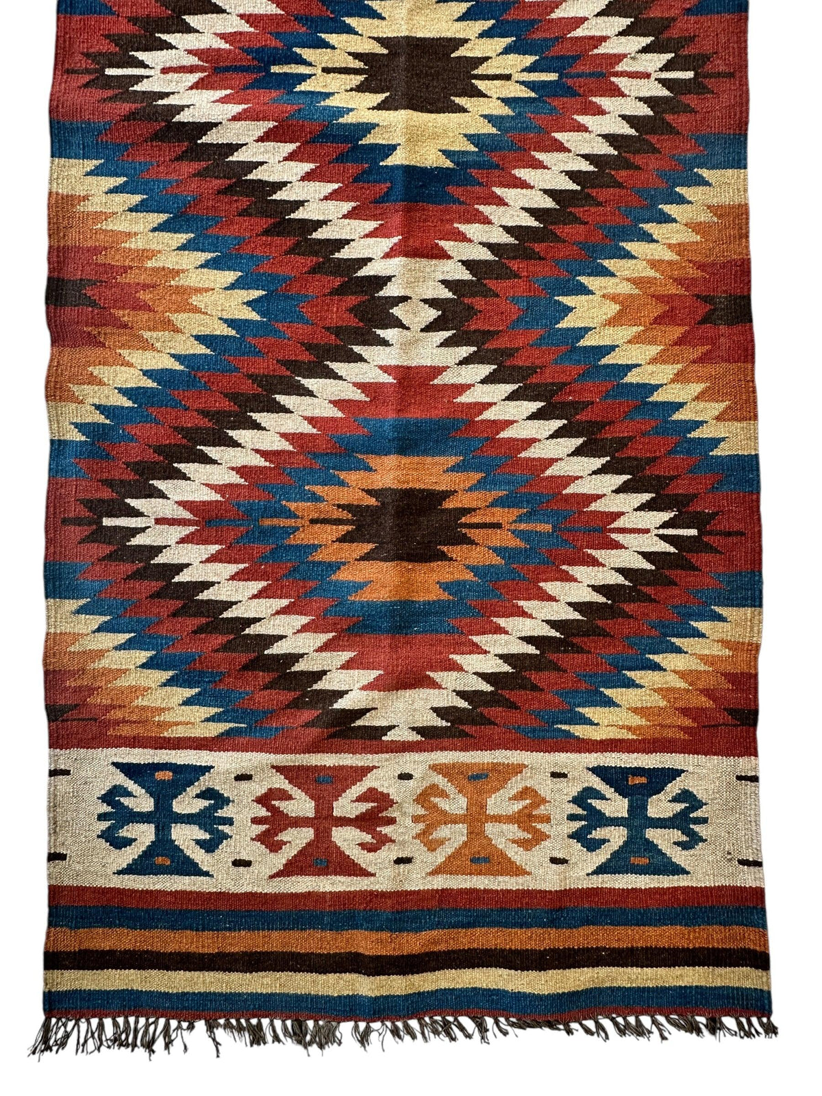 Vintage Afghan Kilim Runner 2'8" x 12'4", Hand-Woven Wool, Blue, view 7