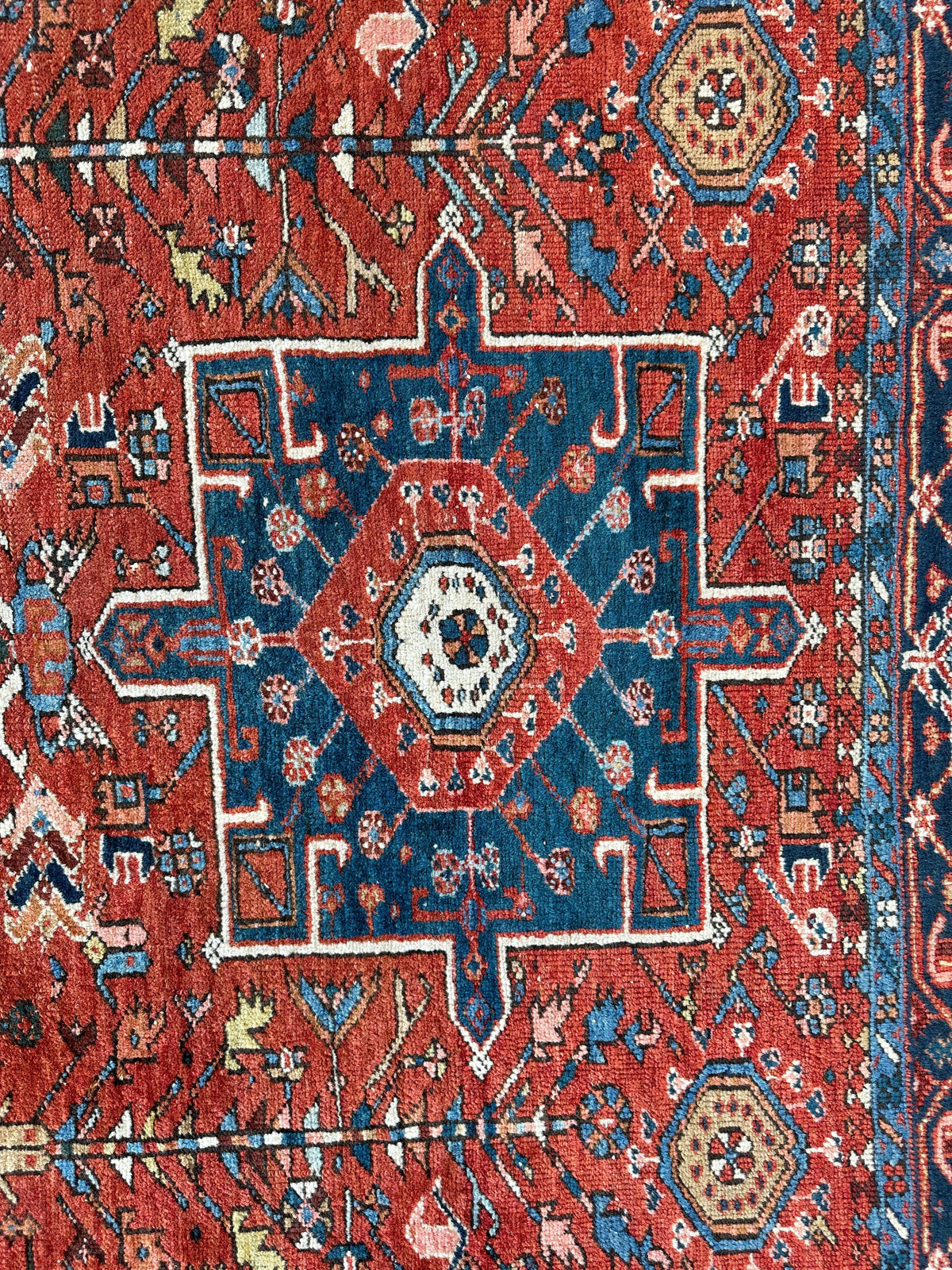 Antique Persian Karaja Rug 4'9" x 6', Hand-Knotted Wool, c. 1900, view 8