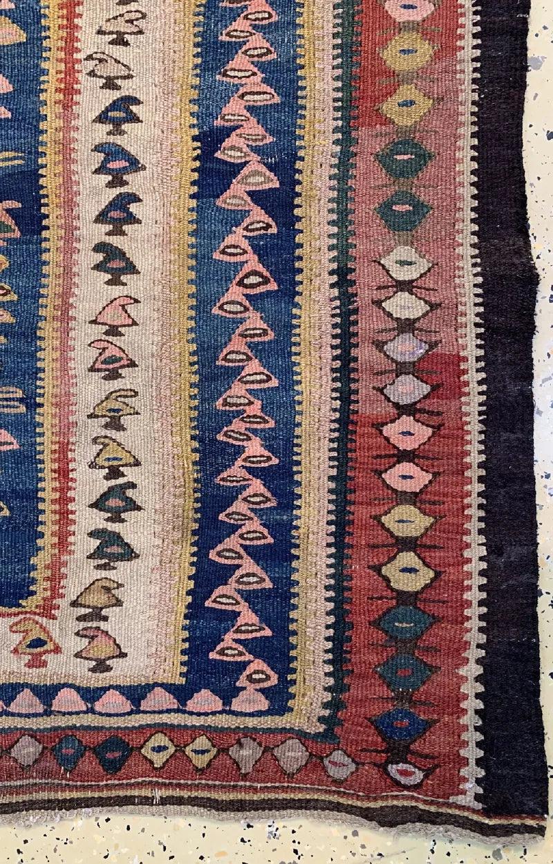 Antique Persian Bidjar Kilim Runner 3'8" x 10'10", Hand-Woven Wool, view 5