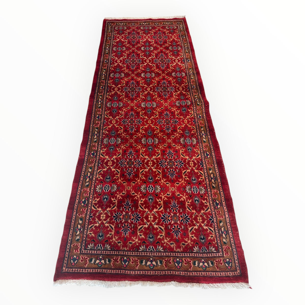 Vintage Runner runner size range tribal Red Blue laid flat