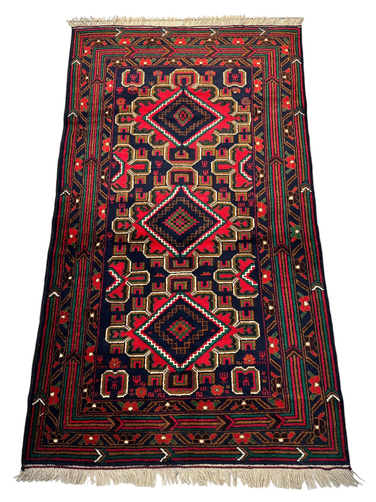 Afghan Baluch Rug 2'10" x 5', Hand-Knotted Wool, view 3