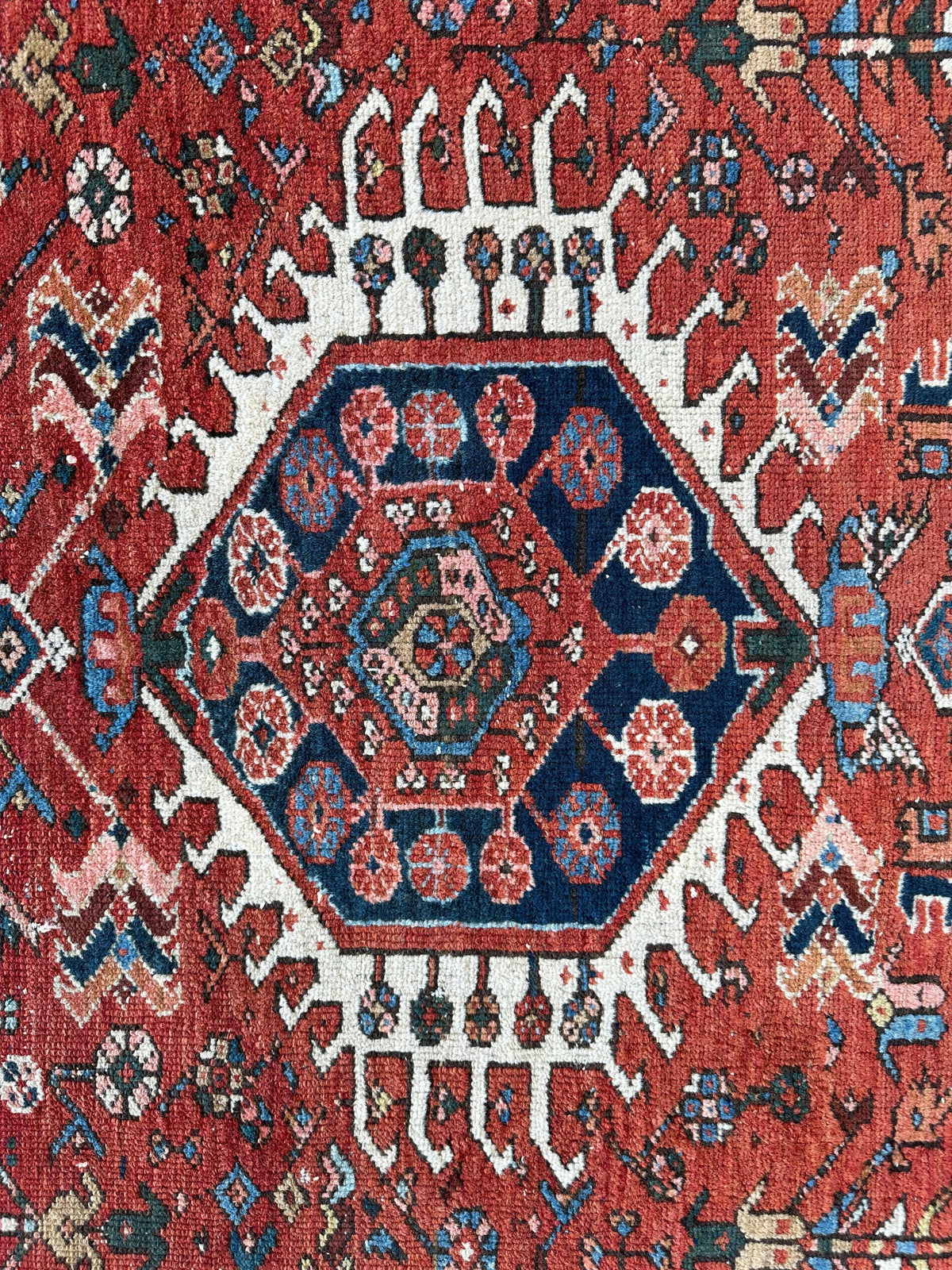 Antique Persian Karaja Rug 4'9" x 6', Hand-Knotted Wool, c. 1900, view 7