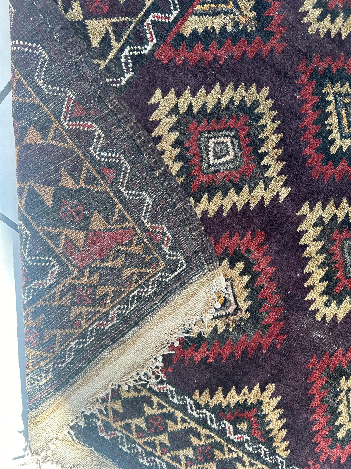 Antique Afghan Baluch Rug 4'5" x 8'6", Hand-Knotted Wool, c. 1900, view 11