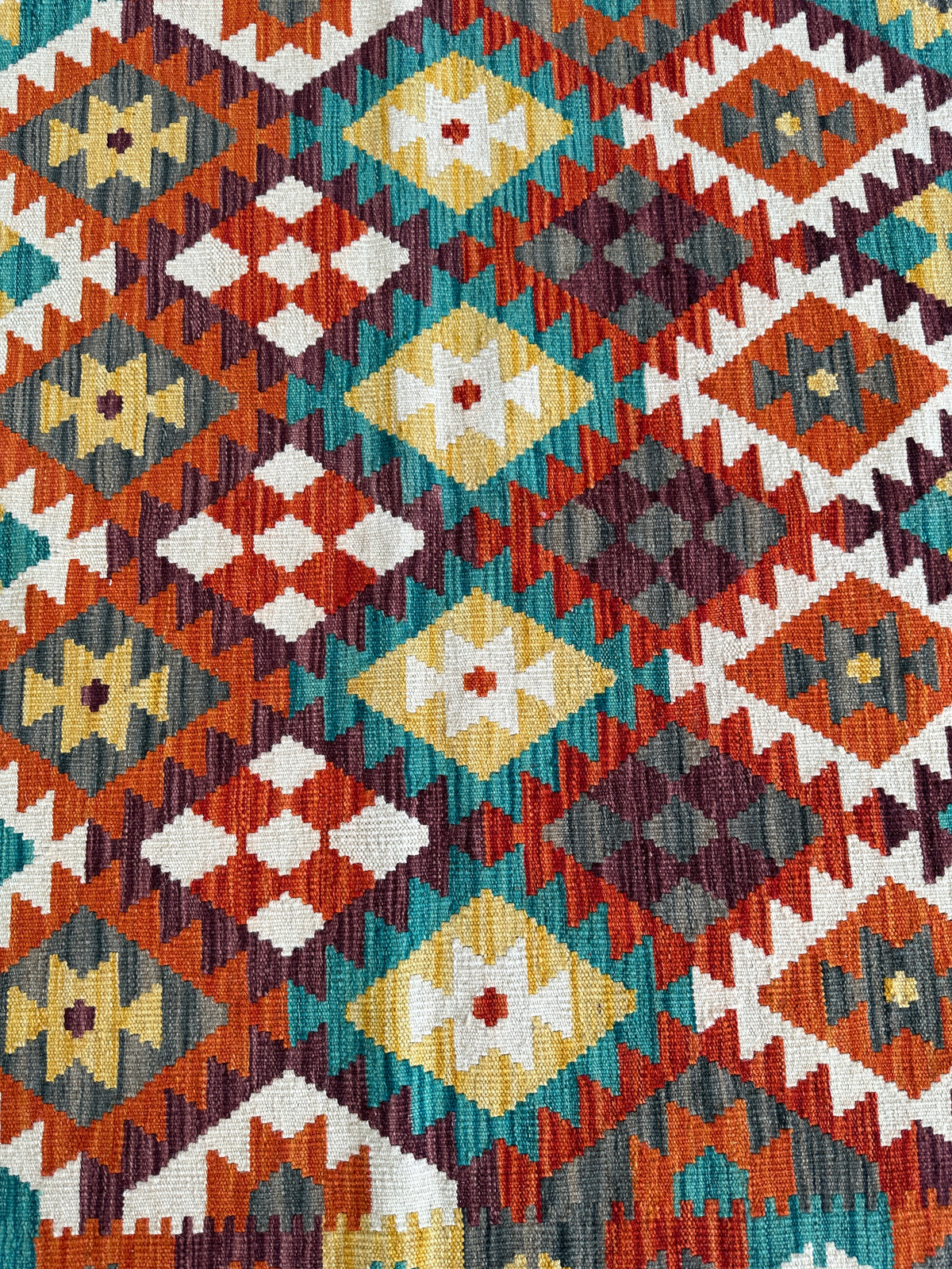 Afghan Maimana Kilim Rug 4'3" x 6'7", Hand-Woven Wool, view 3