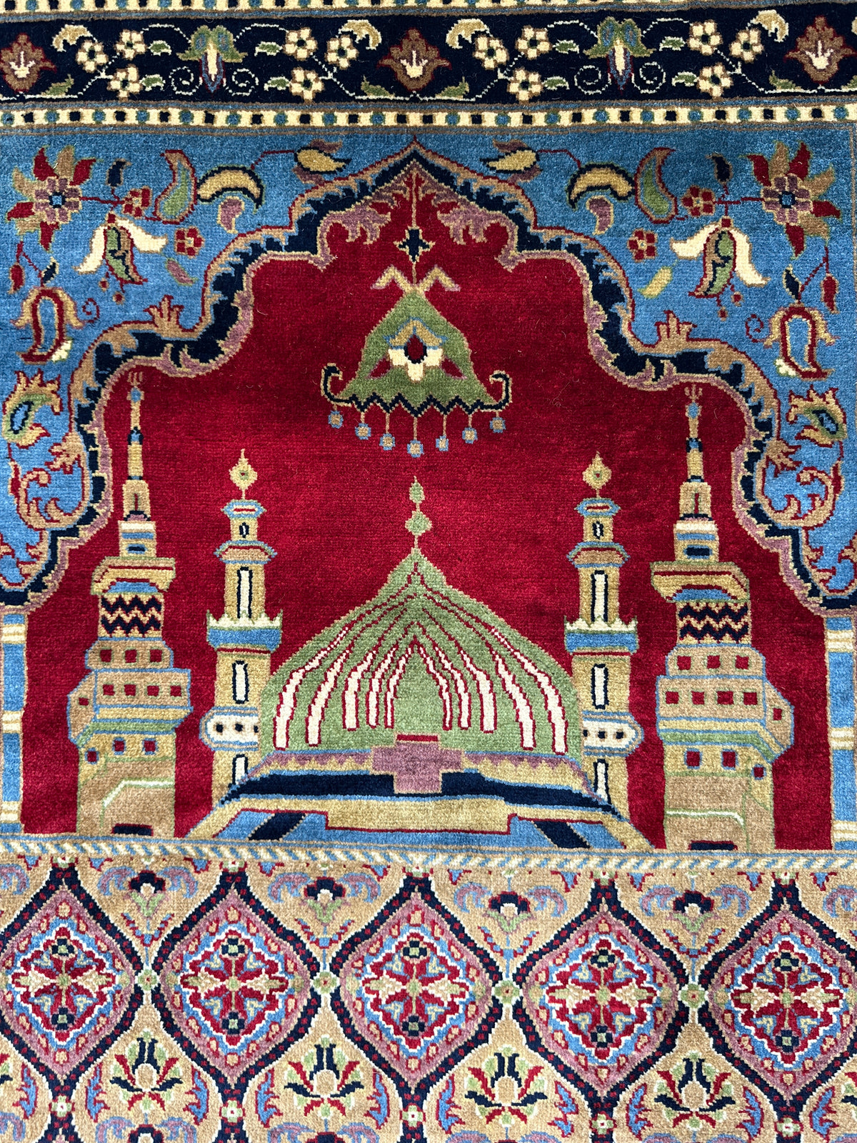 Afghani Prayer Rug 3x5 size range mihrab laid flat