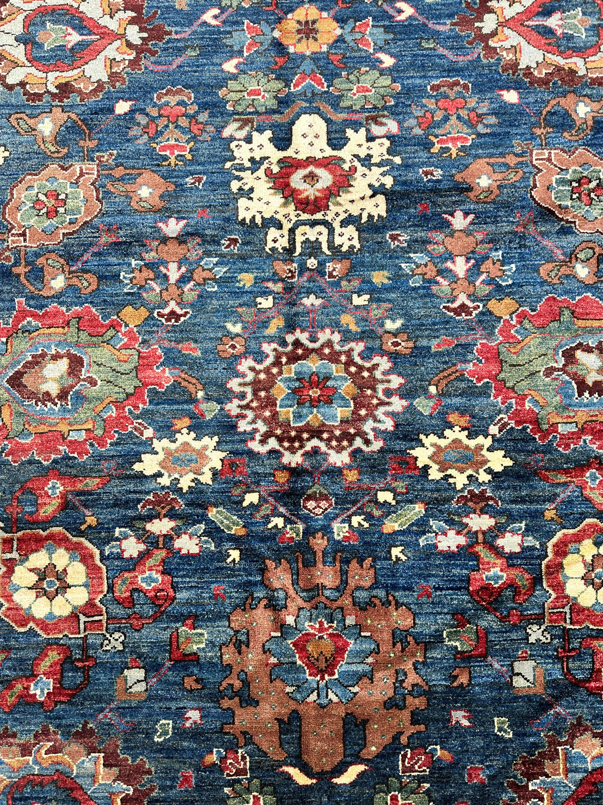 Afghan Serapi Rug 8' x 10', Hand-Knotted Wool, Blue, Gold & Ivory, view 13