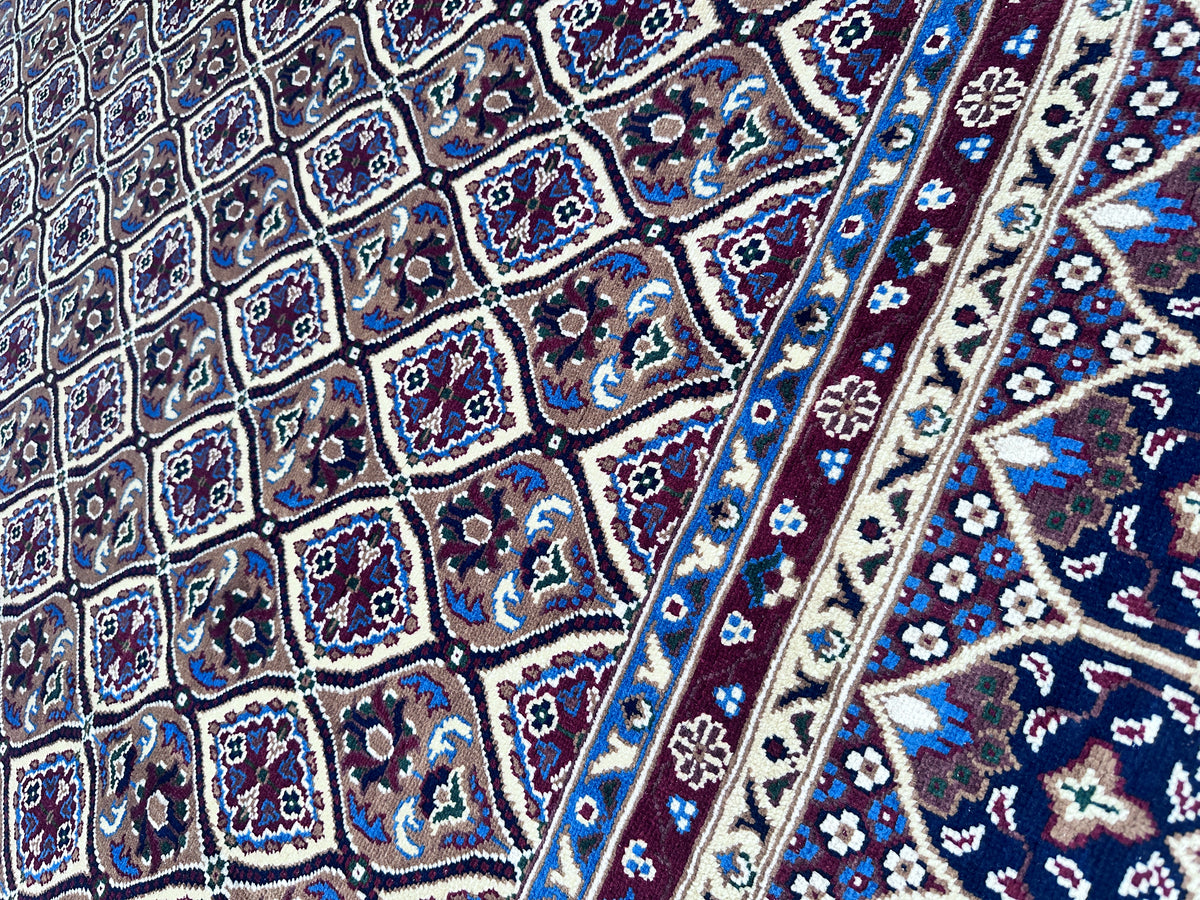Afghan Rug 8x11, Ivory, Purple & Navy, Hand-Knotted Wool, view 8