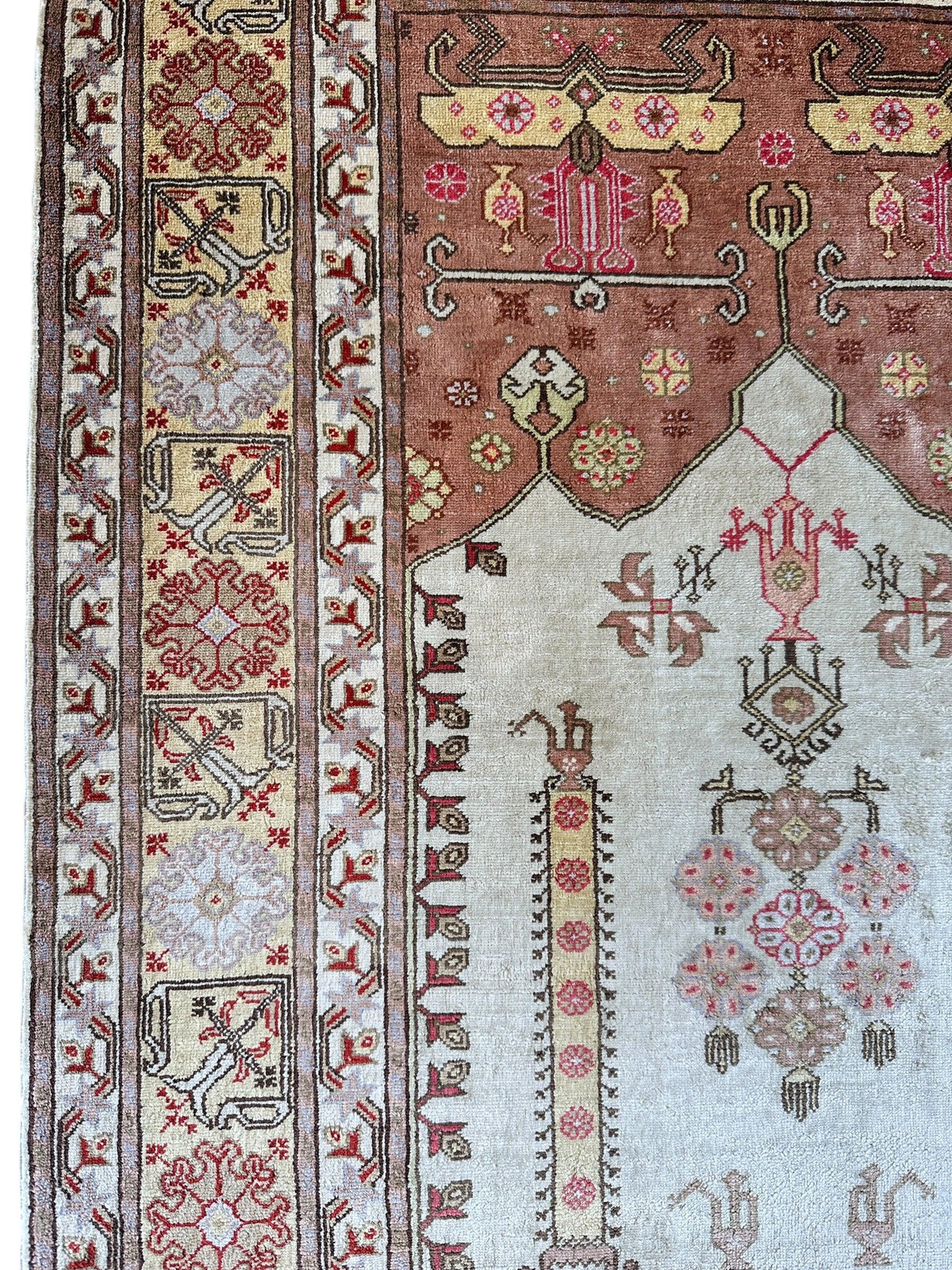 Vintage Turkish Kayseri Rug 26" x 36", Hand-Knotted Silk, 1980s, view 5