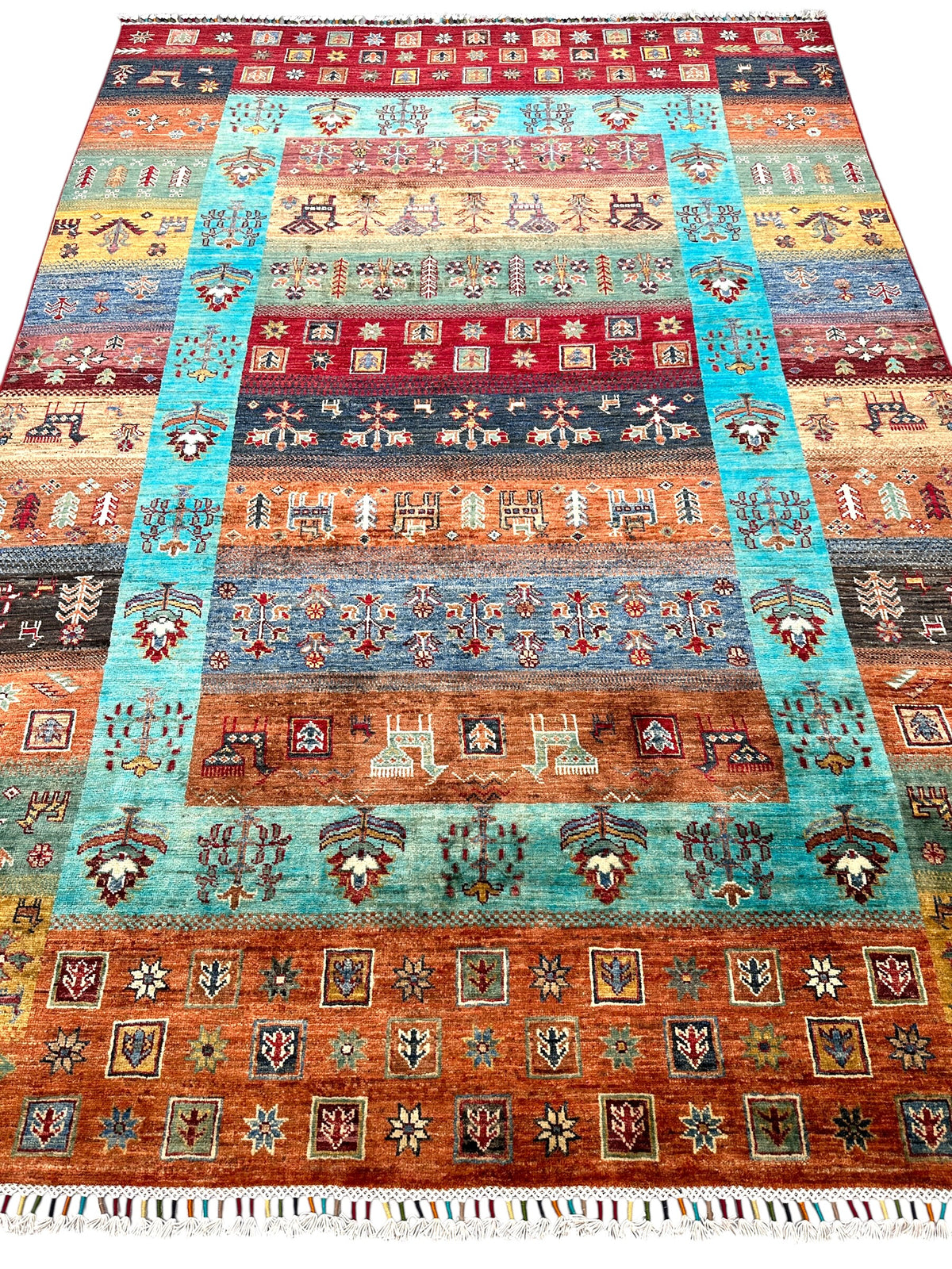 Afghan Gabbeh Rug 5'9" x 8'1", Hand-Knotted Ghazni Wool, Tree of Life, view 3