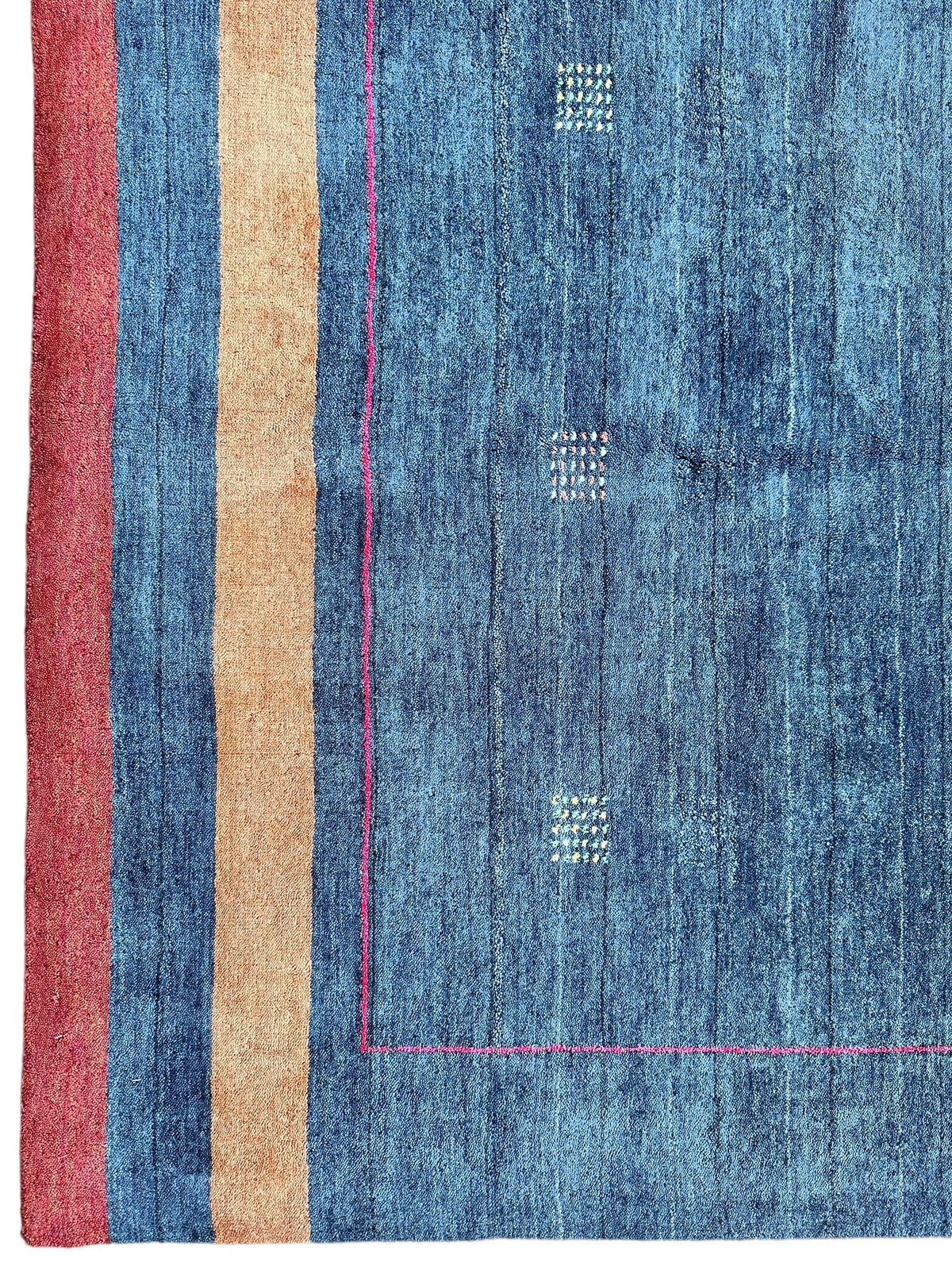 Indian Gabbeh Rug 4'11" x 6'9", Hand-Loomed Wool & Bamboo Silk, Blue, view 5
