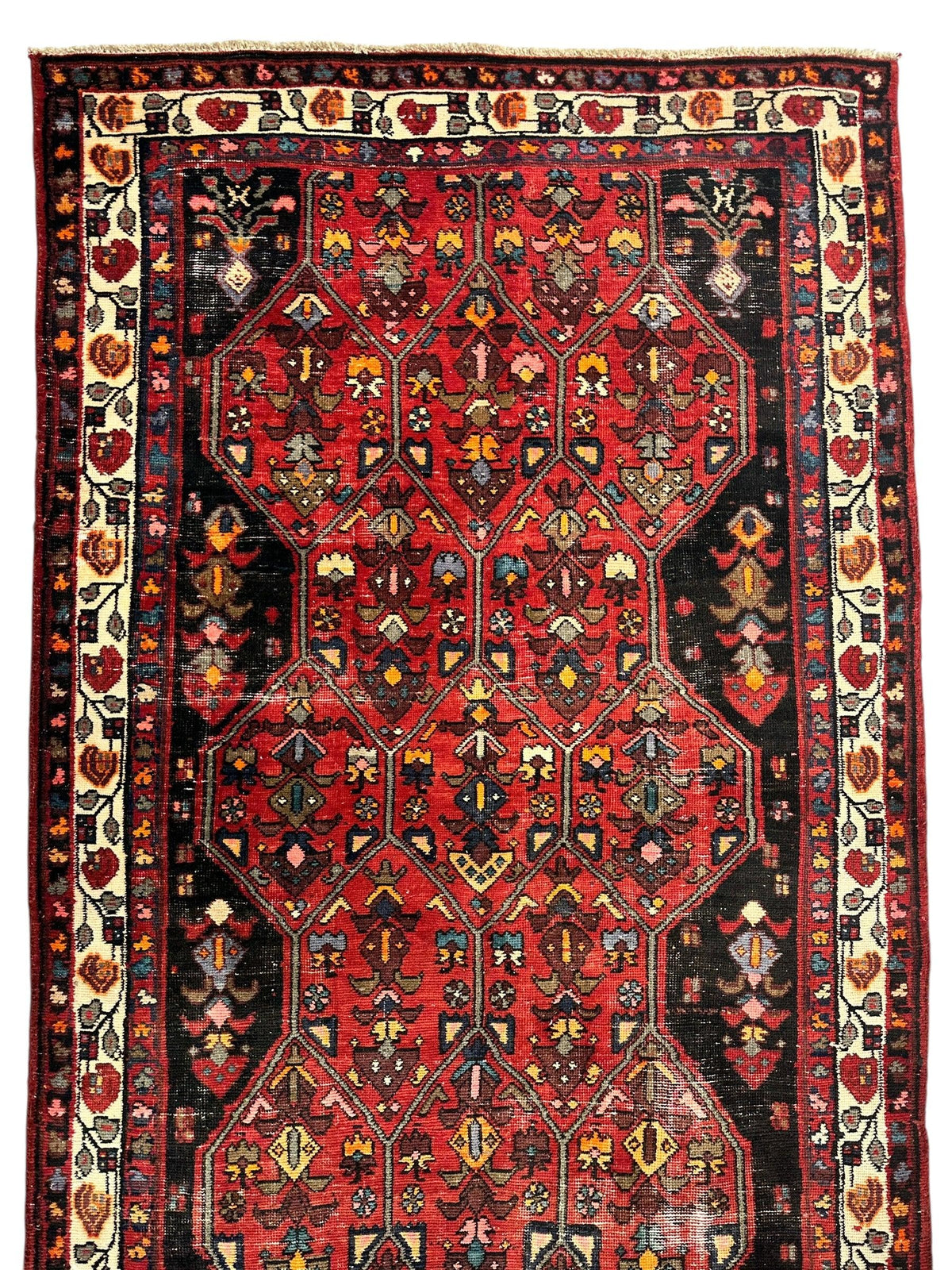 Vintage Persian Hamadan Runner 4'2" x 10'5", Hand-Knotted Wool, 1950s, view 4