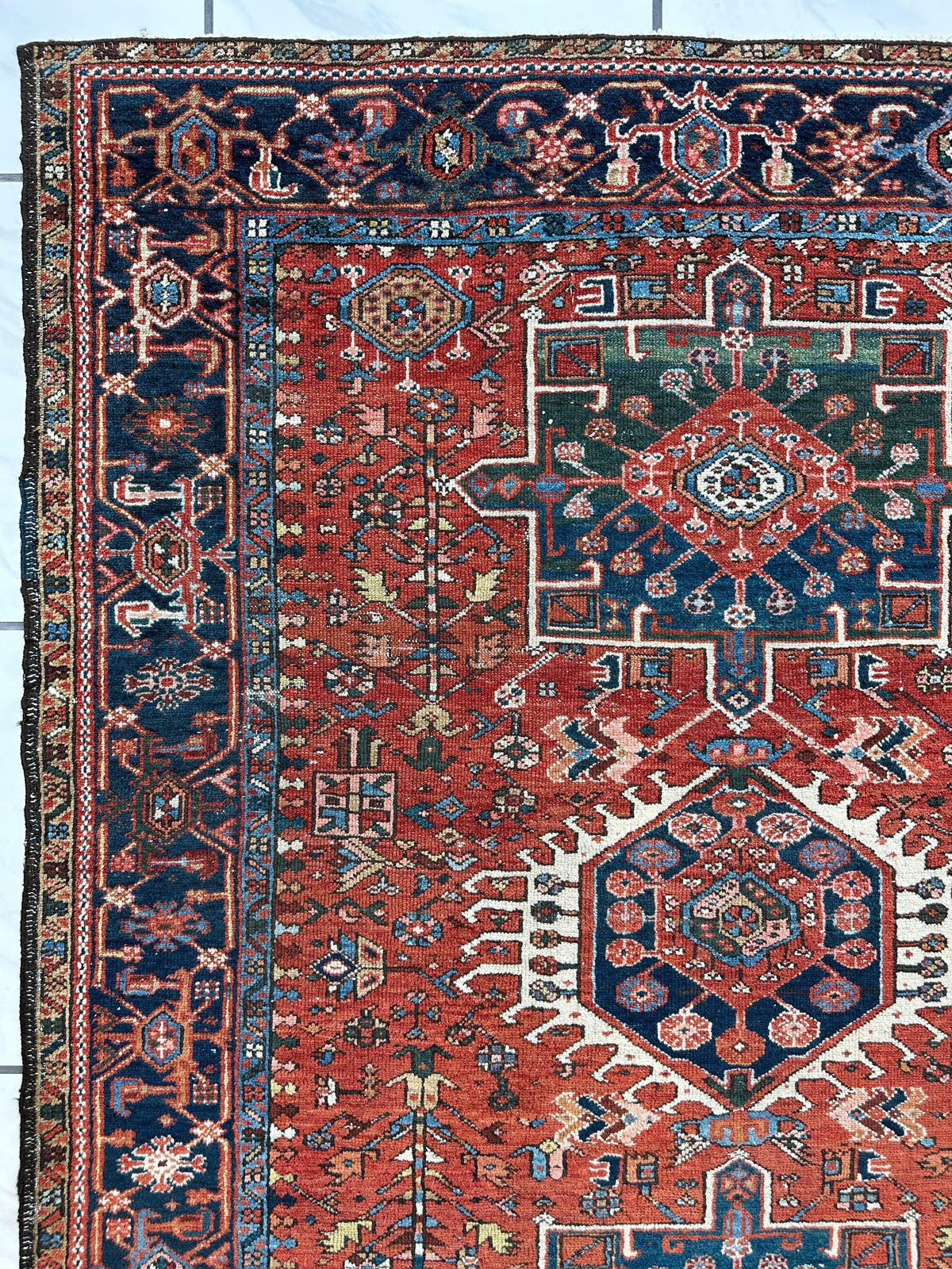 Antique Persian Karaja Rug 4'9" x 6', Hand-Knotted Wool, c. 1900, view 13