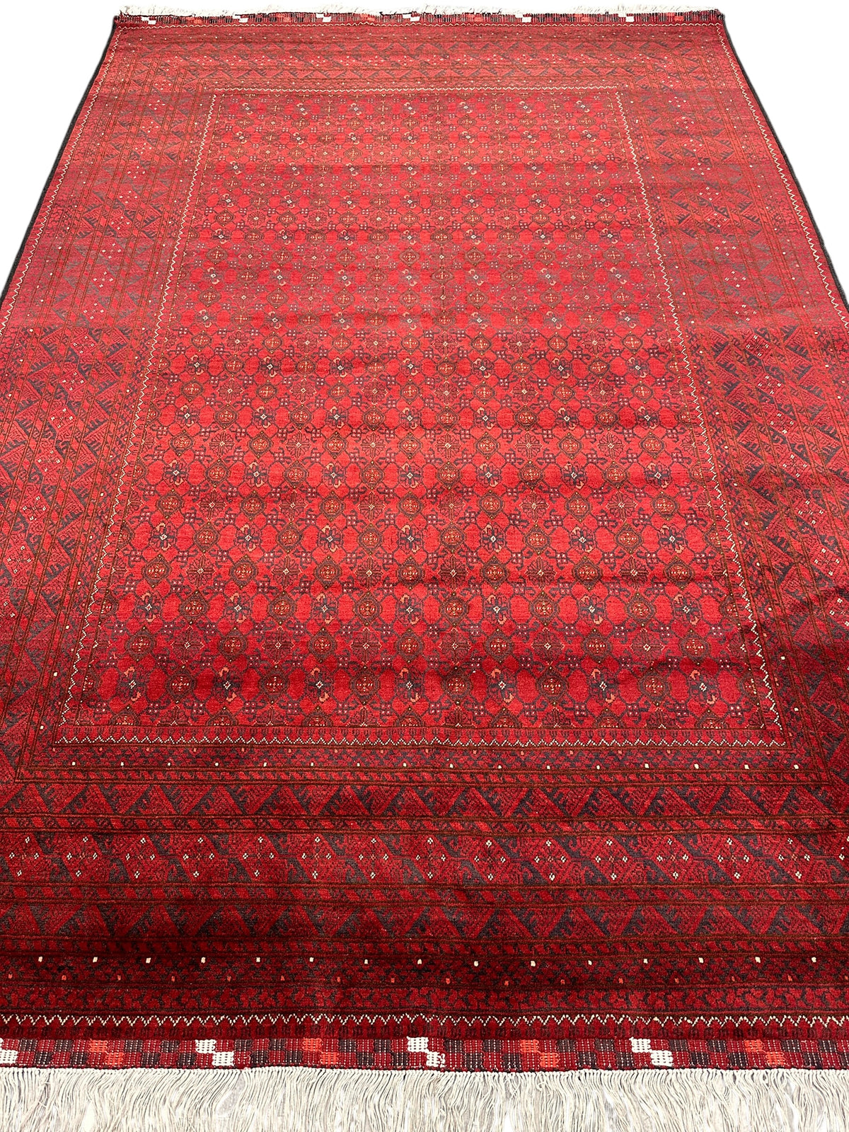 Afghan Beshir Rug 7x10, Red, Burgundy & Navy, Hand-Knotted Wool, view 3