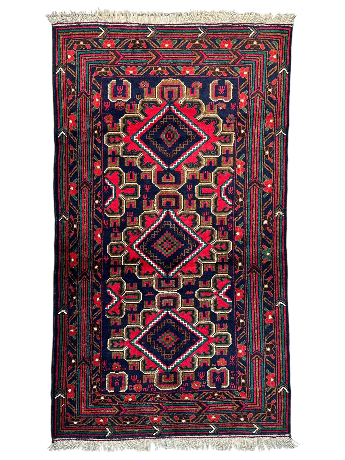Afghan Baluch Rug 2'10" x 5', Hand-Knotted Wool